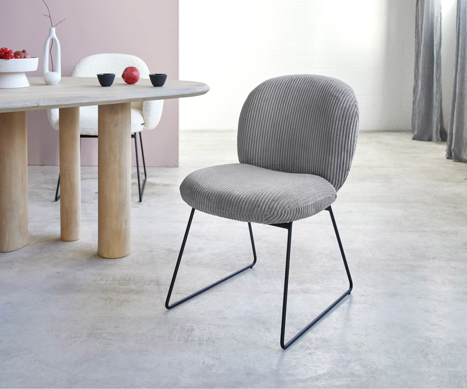 Eetkamerstoel Nube-Flex koord zilver grijs slipframe zwart pocketveer kern Eetkamerstoel Nube-Flex koord zilver grijs slipframe zwart pocketveer kern