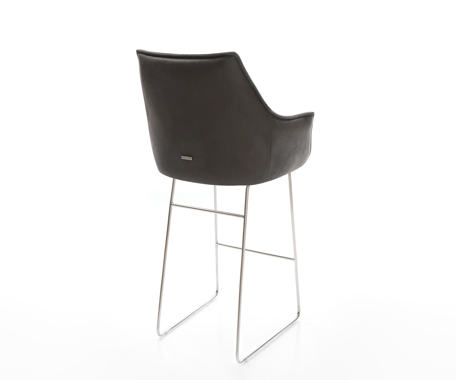 Barstoel Alja-Flex microvezel antraciet vintage sledeframe roestvrij staal pocketvering 4