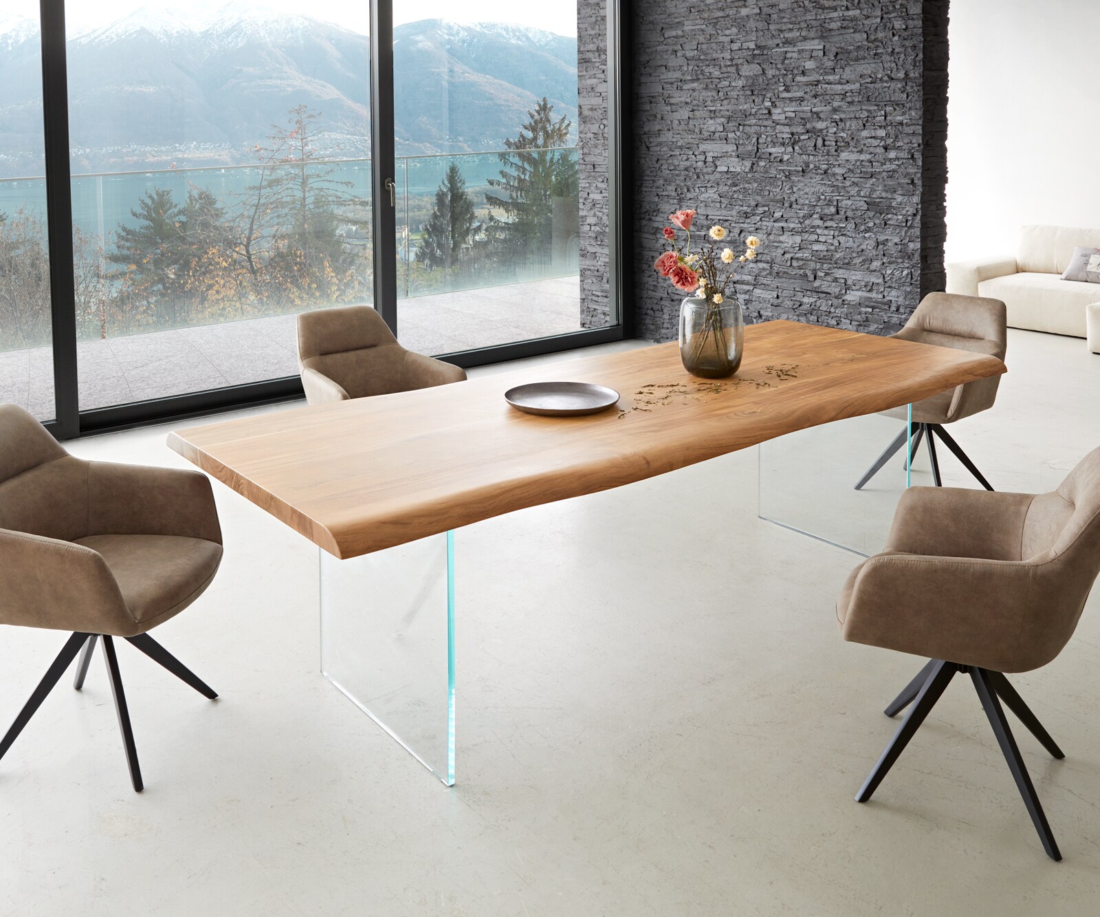 Eettafel Edge 260x100 XL acacia natuur glas Live-Edge 6