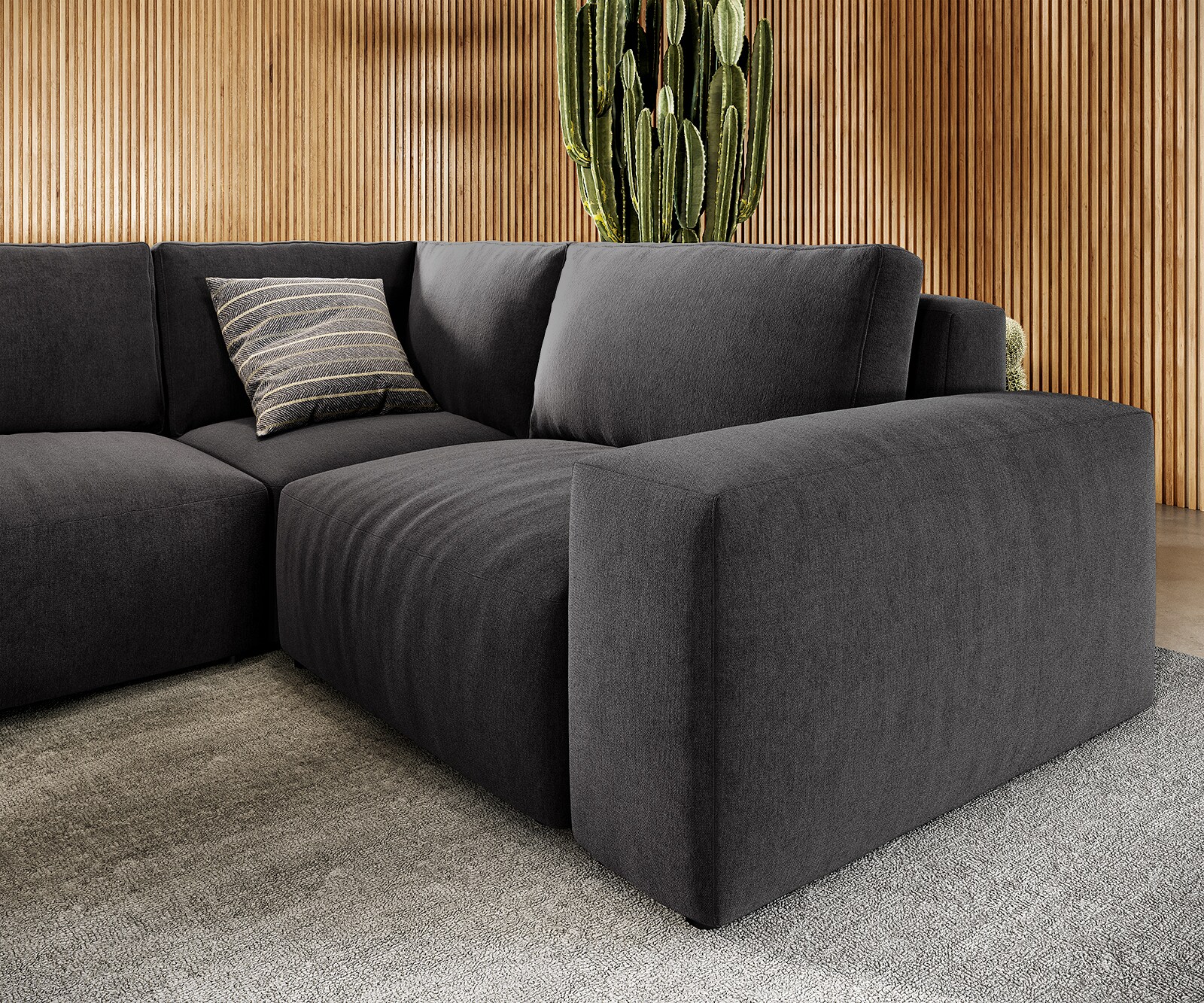 Woonlandschap Lanzo 300x210 cm microvezel zwart met variabele recamière 3