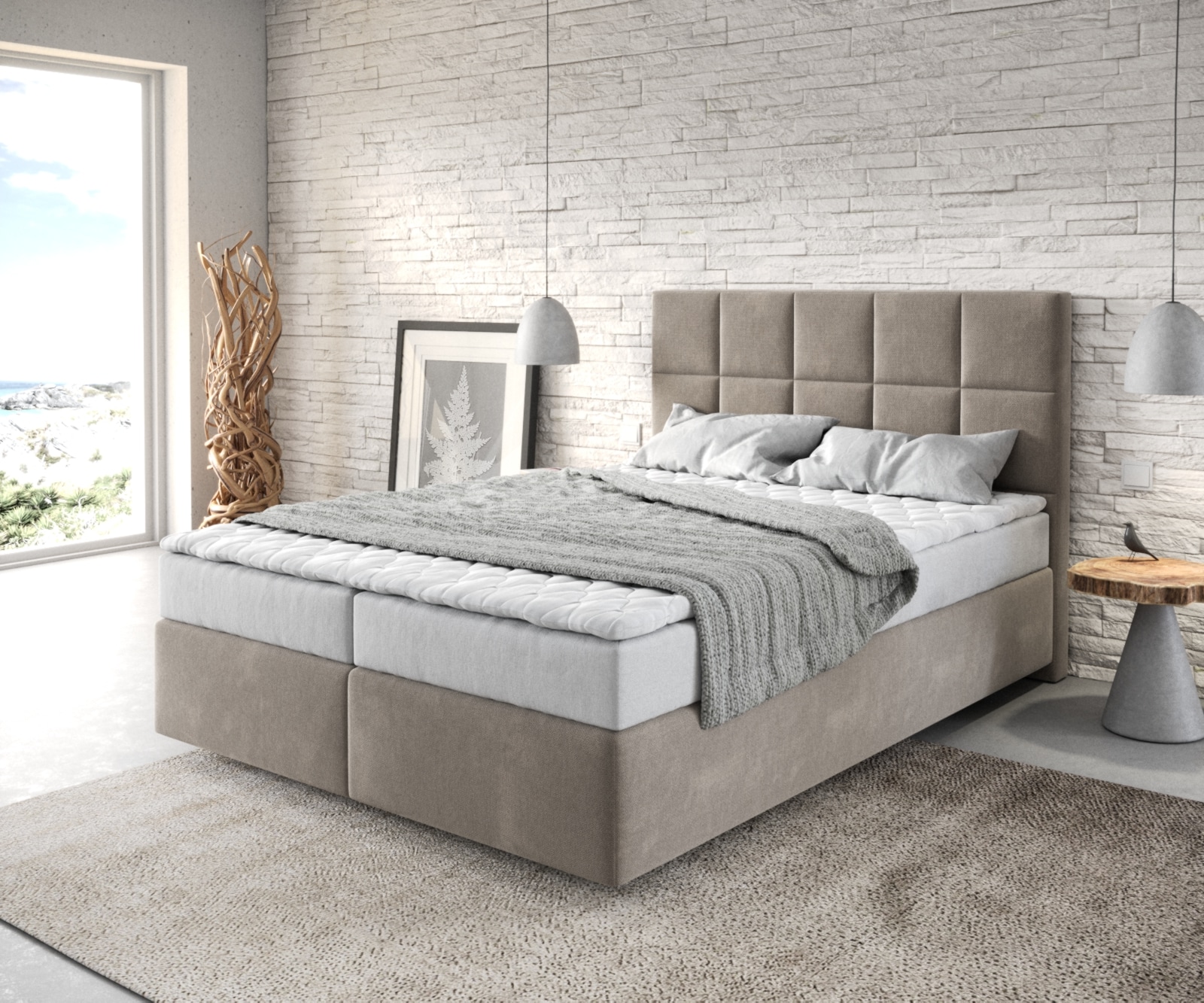 Boxspringbed Dream-Fine 140x200 microvezel Beige Boxspringbed Dream-Fine 140x200 microvezel Beige