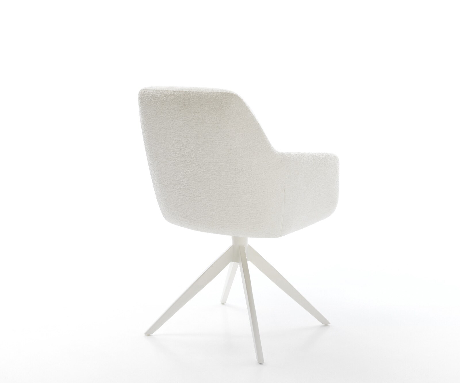 Draaistoel Pejo-Flex bouclé zacht beige kruisframe breed wit 360° draaibaar rocker-functie pocketveer kern 5