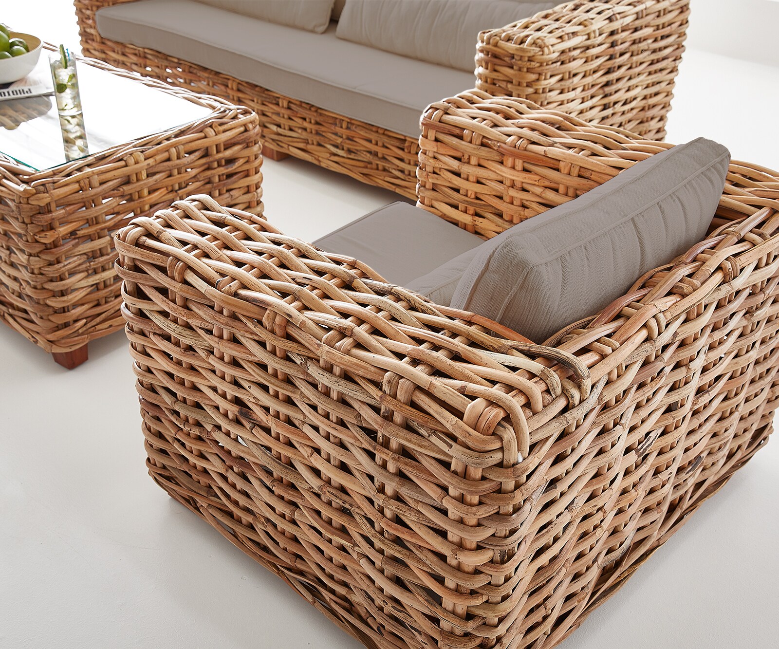 Loungestoel Nizza rotan natuur met bruine kussens 5 Loungestoel Nizza rotan natuur met bruine kussens 5