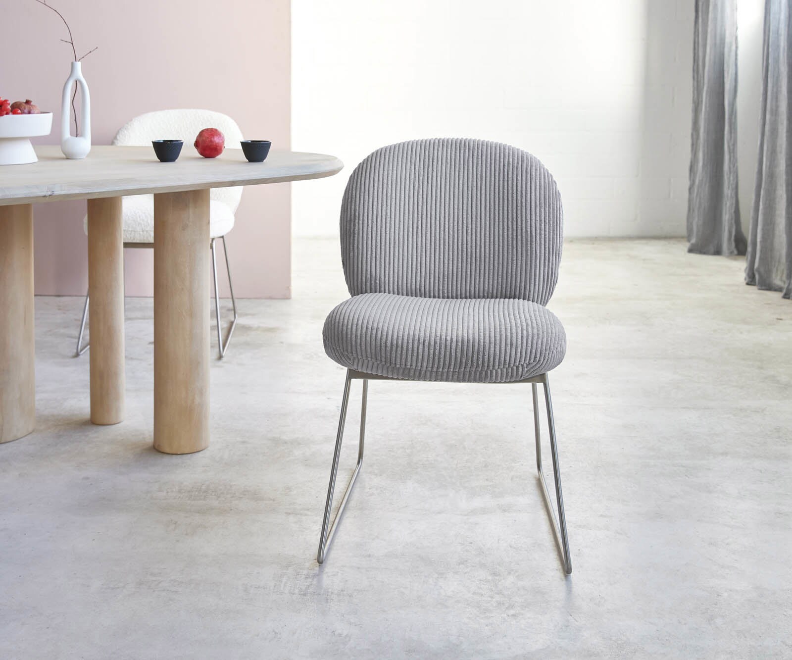 Eetkamerstoel Nube-Flex koord zilver grijs slipframe roestvrij staal pocketveer kern 1 Eetkamerstoel Nube-Flex koord zilver grijs slipframe roestvrij staal pocketveer kern 1