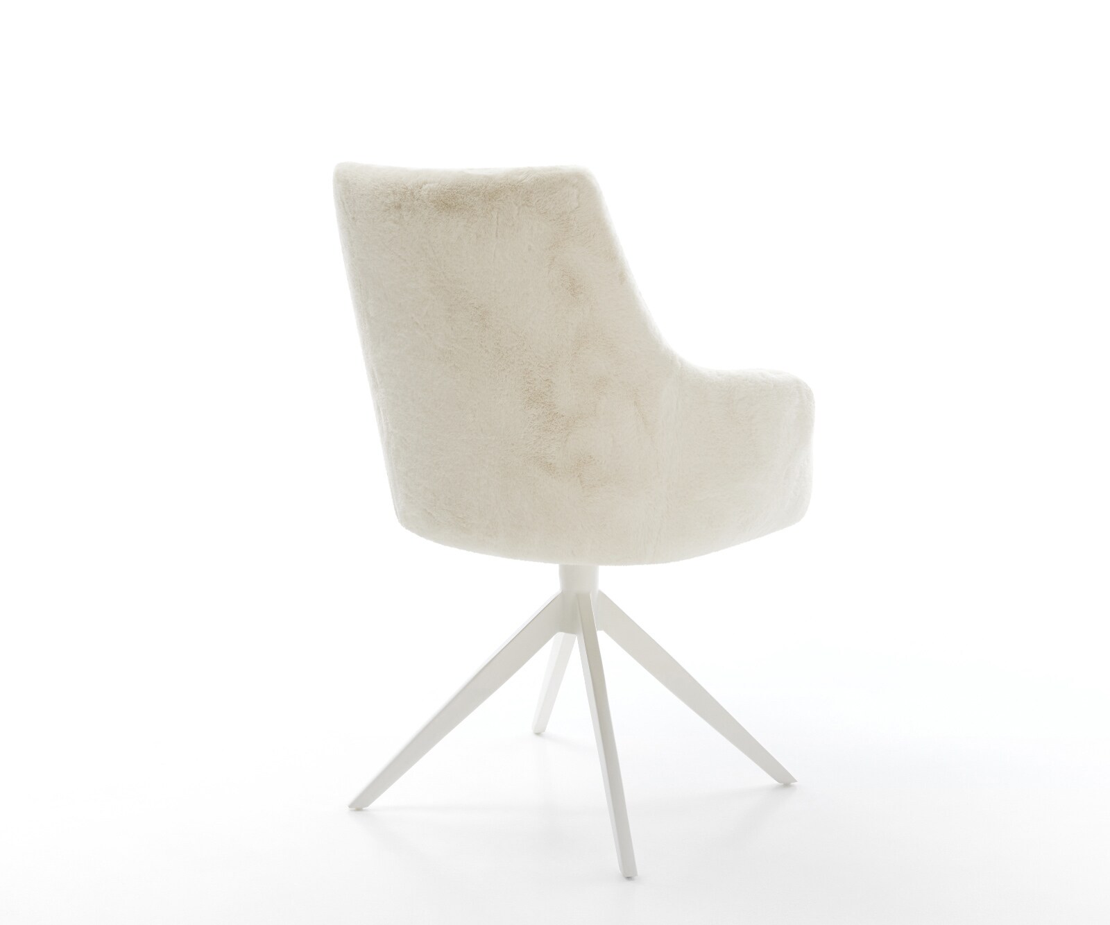 Draaistoel Alja-Flex met armleuning pluchen crème-wit kruisframe breed wit 360° draaibaar rocker-functie pocketveer kern 4