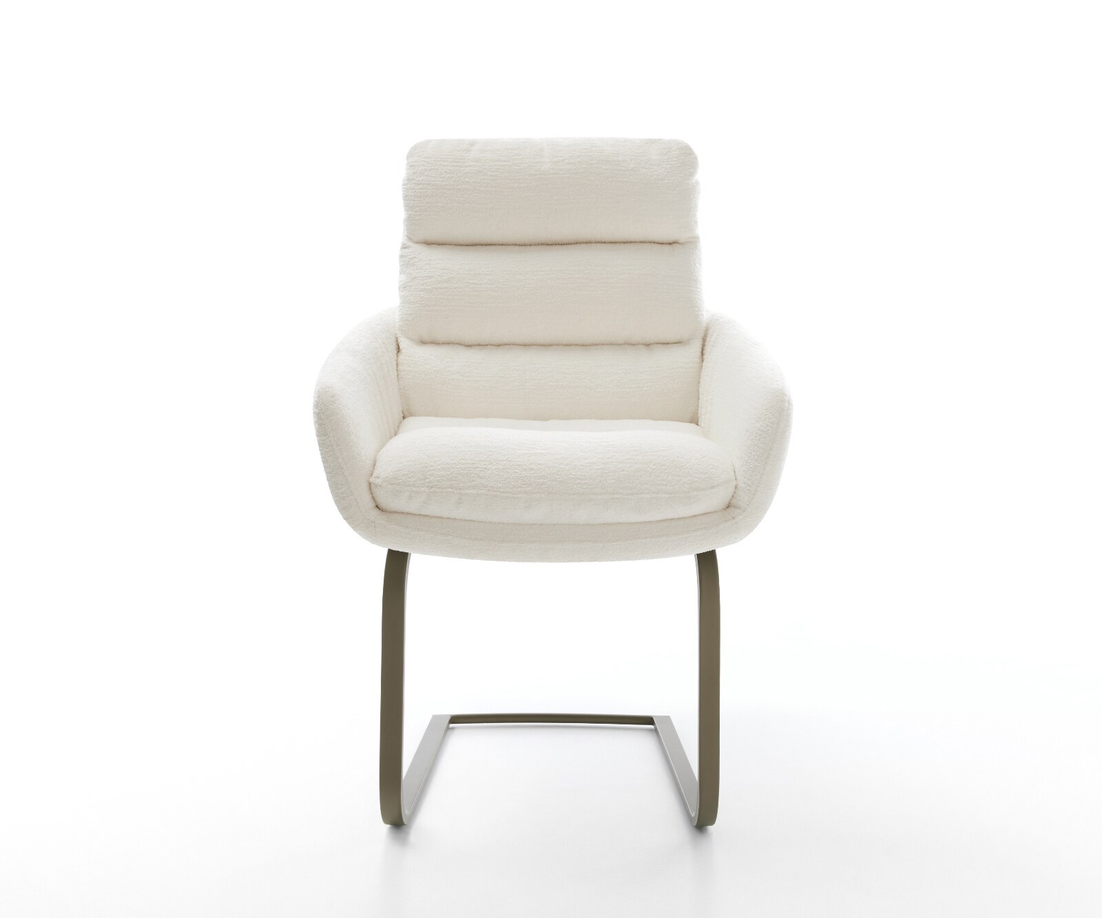 Sledemodel Abelia-Flex met armleuning bouclé zacht beige sledemodel vlak afwerking met titanium 2