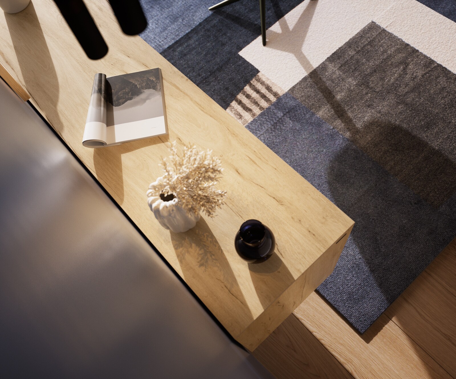 Dressoir Cuor 180 cm Keramiek Laminam® Sabbia Eiken gekleurd 2 Deuren 3 Laden Zwevend 6