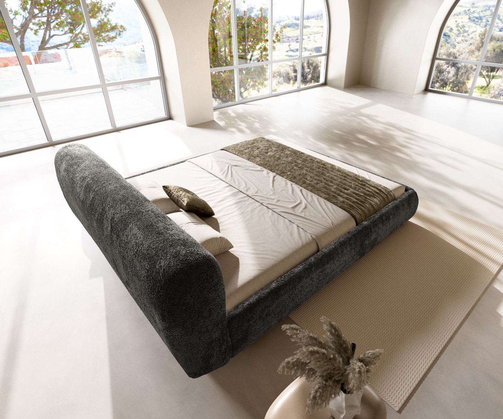 Gestoffeerd.bed Shona 180x200 cm teddy stof grijs 5 Gestoffeerd.bed Shona 180x200 cm teddy stof grijs 5