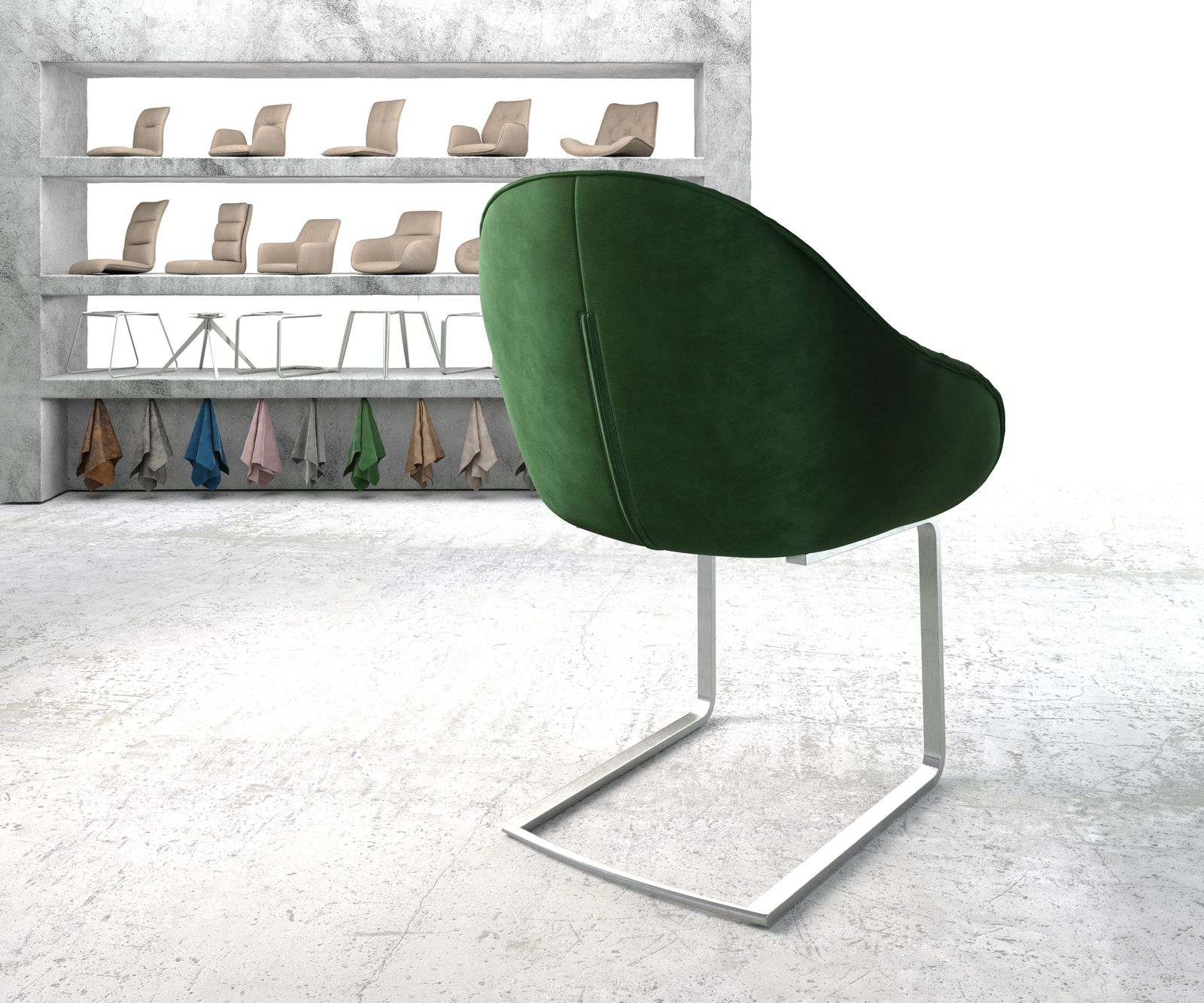 Sledemodel Gaio-Flex fluweel groen sledemodel vlak roestvrij staal 2