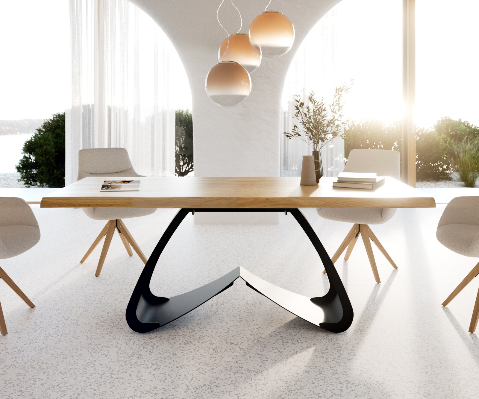 Eetkamertafel Edge 200x100 eiken natuurW-frame metaal zwart Live-Edge 2