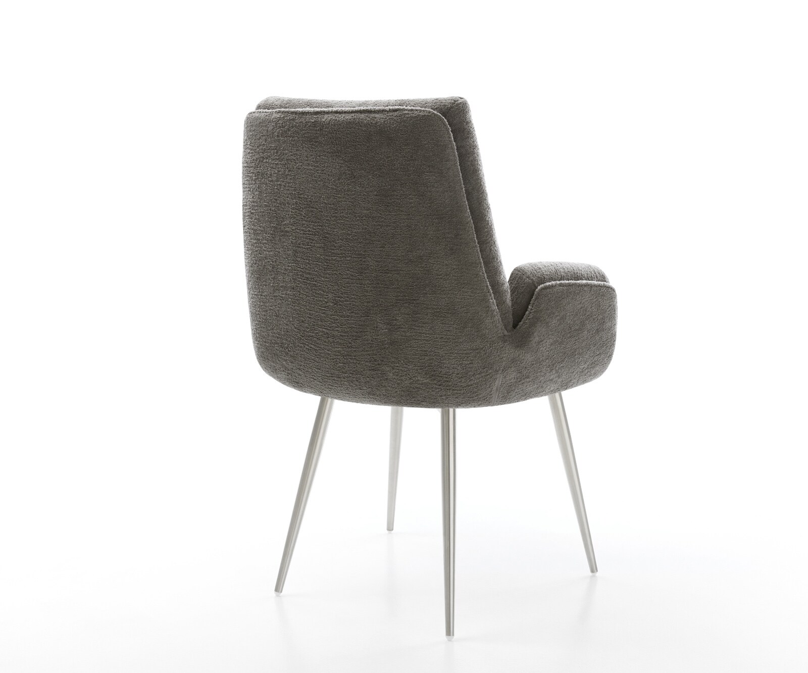 Eetkamerstoel Clea-Flex bouclé zacht mud 4-poot conisch roestvrij staal pocketveer kern 5