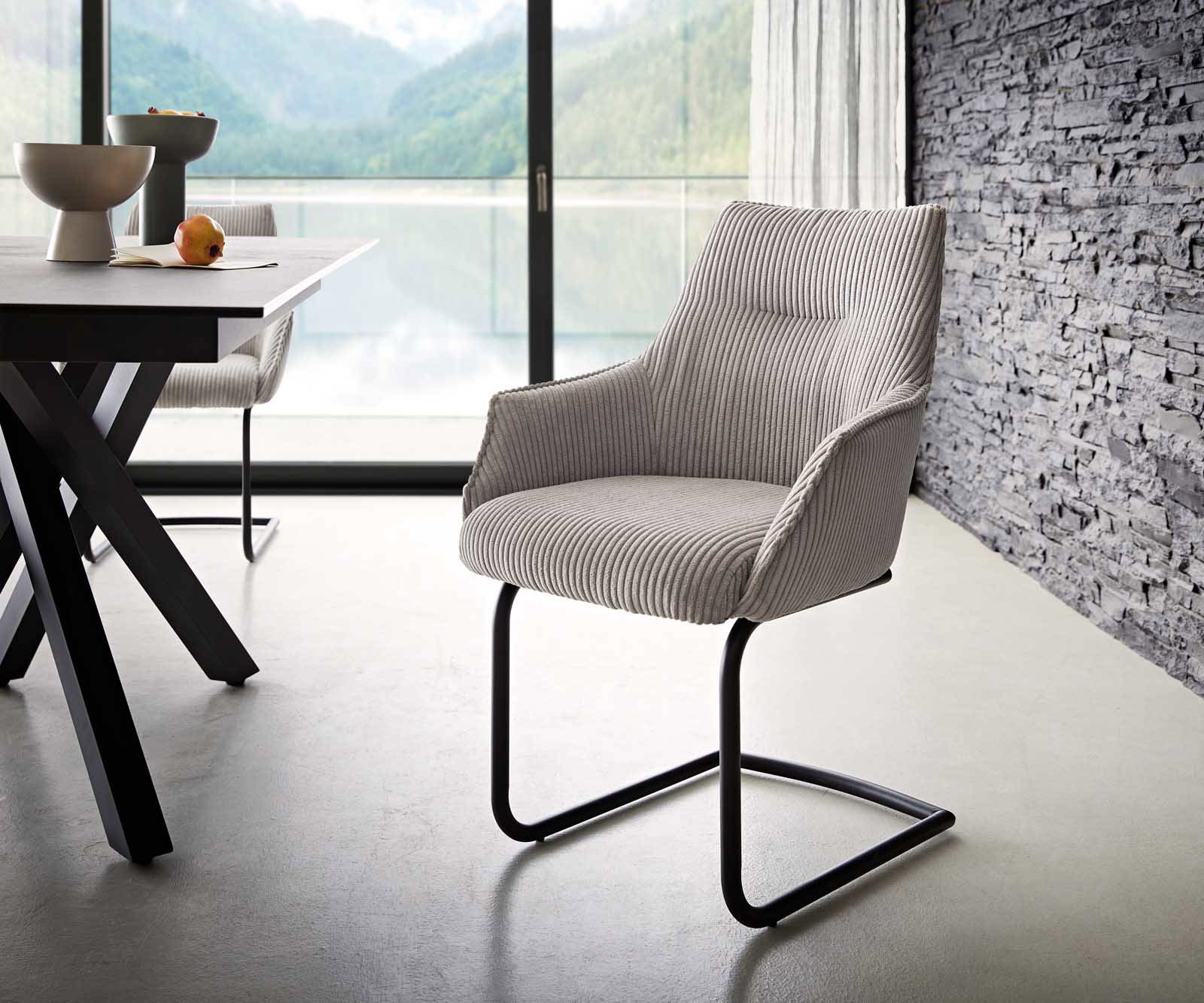 Sledemodel Alja-Flex met armleuning koord zilver grijs sledemodel rond zwart pocketveer kern Sledemodel Alja-Flex met armleuning koord zilver grijs sledemodel rond zwart pocketveer kern