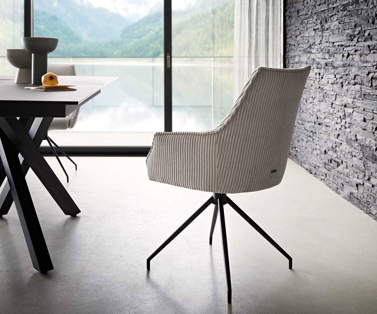 Draaistoel Alja-Flex met armleuning koord zilver grijs kruisframe conisch zwart 180° draaibaar pocketveer kern 4 Draaistoel Alja-Flex met armleuning koord zilver grijs kruisframe conisch zwart 180° draaibaar pocketveer kern 4