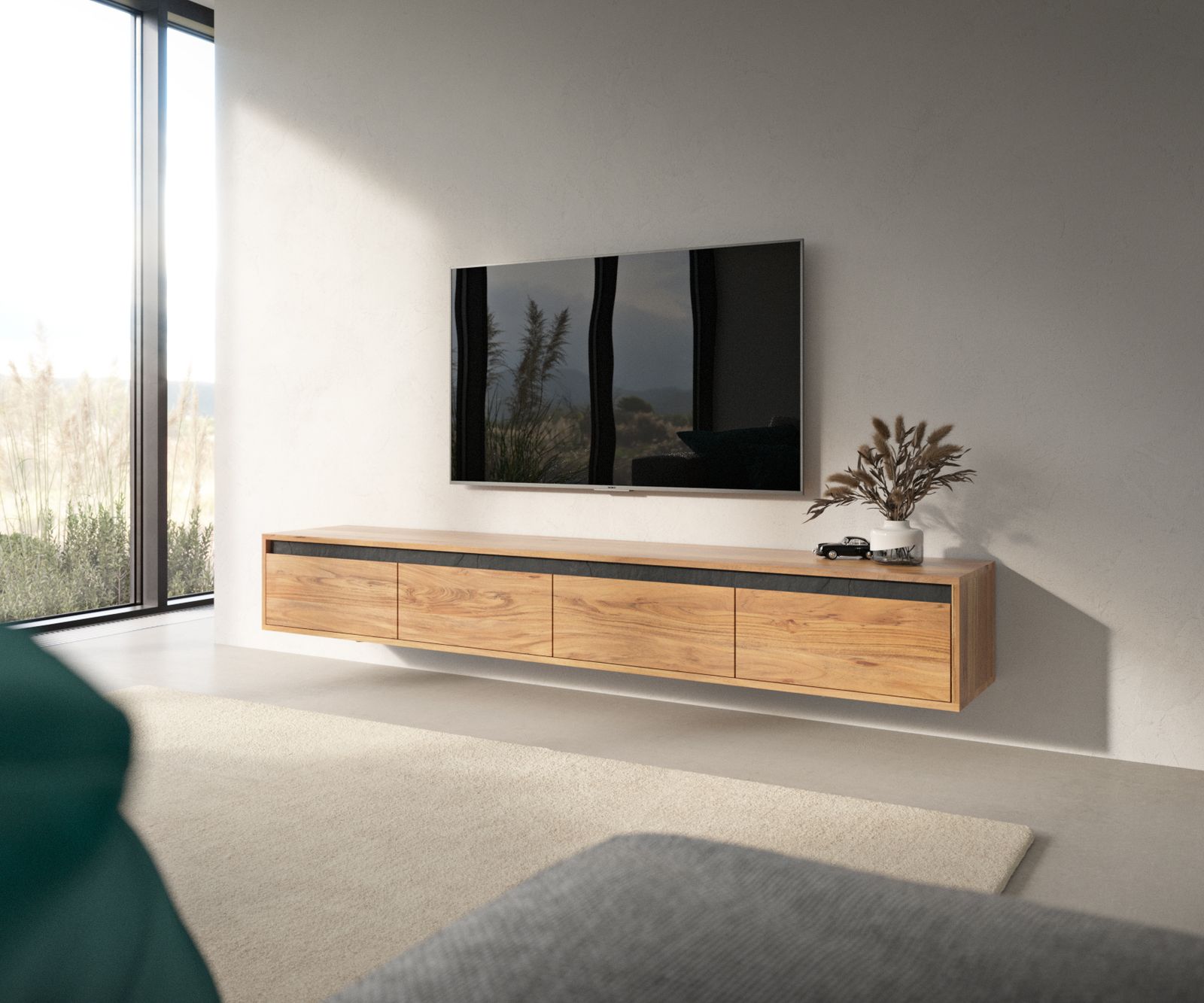TV meubels Muurbevestiging set van 2 zwevende look 3
