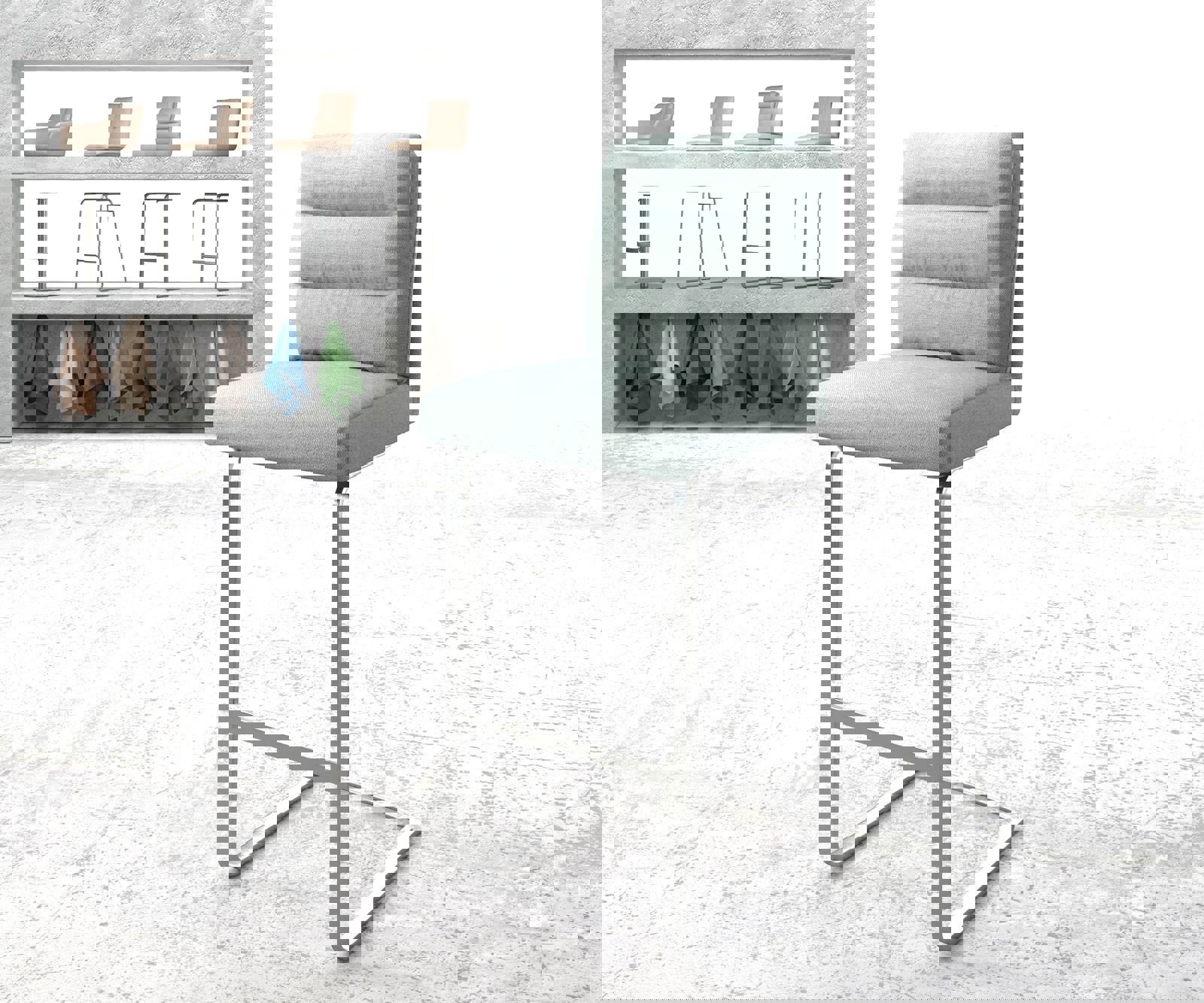 Barstoel Pela-Flex stripes mint sledestoel vlak roestvrij staal Barstoel Pela-Flex stripes mint sledestoel vlak roestvrij staal