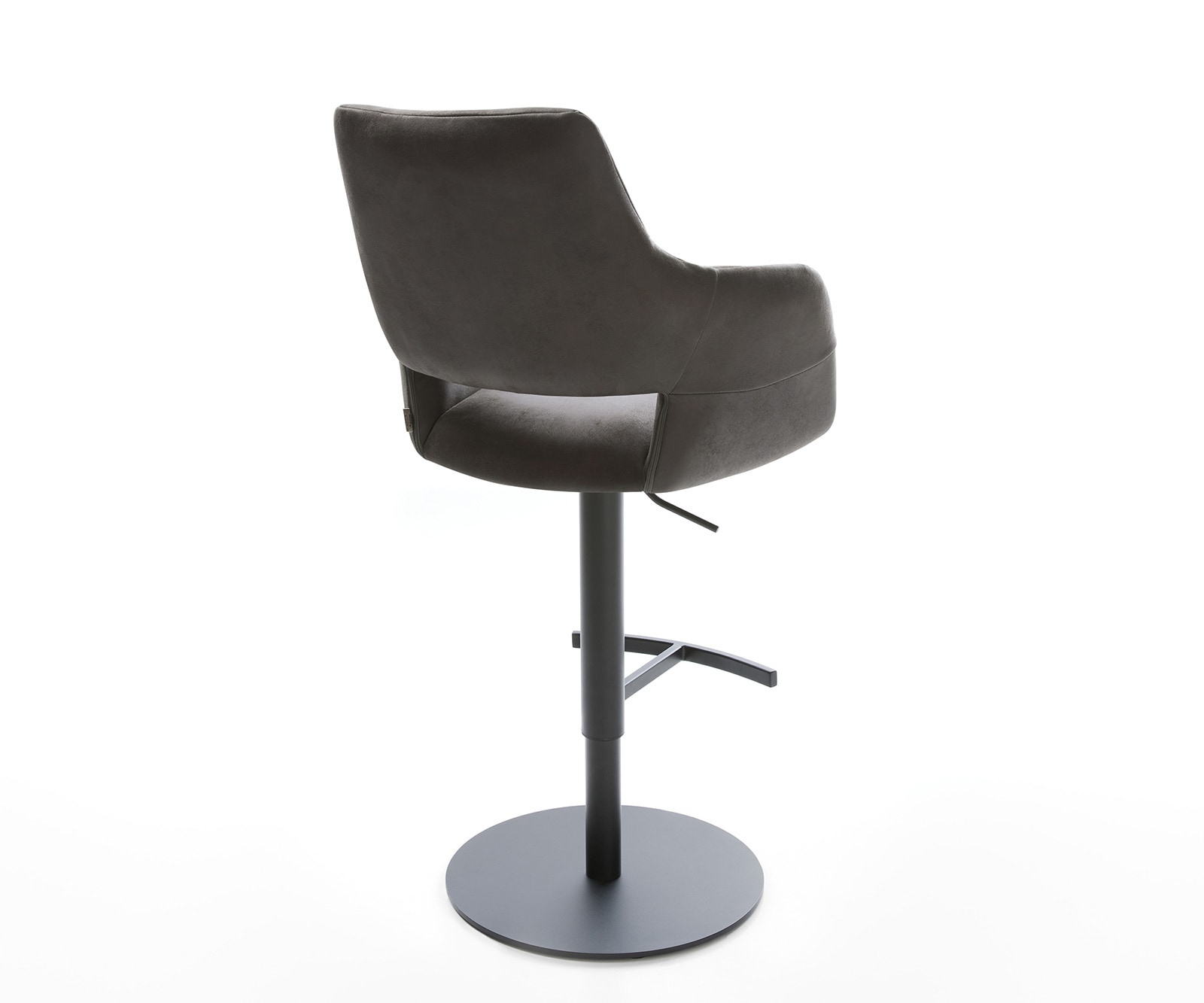 Barstoel Yago-Flex microvezel antraciet vintage draaivoet in hoogte verstelbaar metaal zwart draaibaar pocketvering 5
