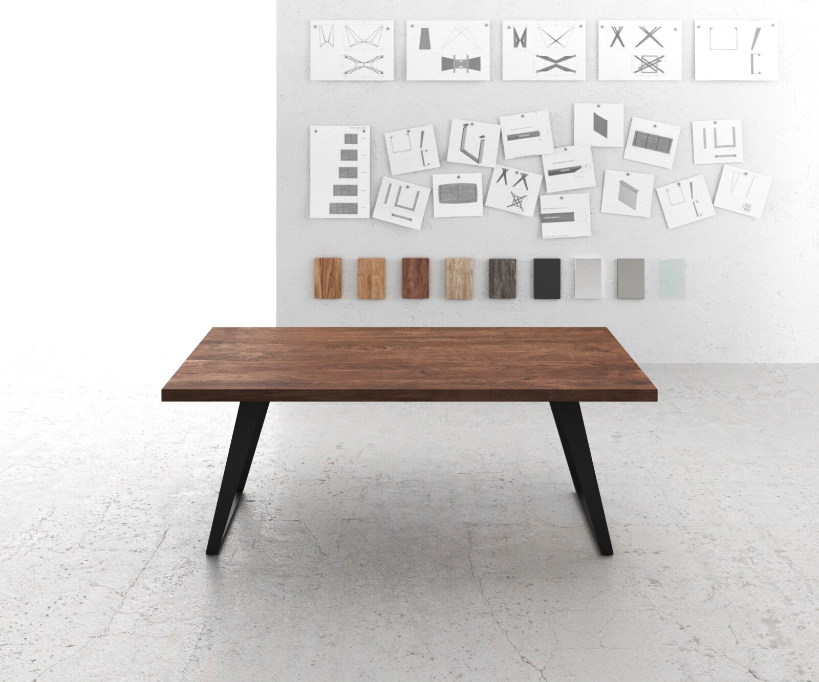 Eettafel Edge 200x100 XL acacia bruin metaal schuin 1 Eettafel Edge 200x100 XL acacia bruin metaal schuin 1