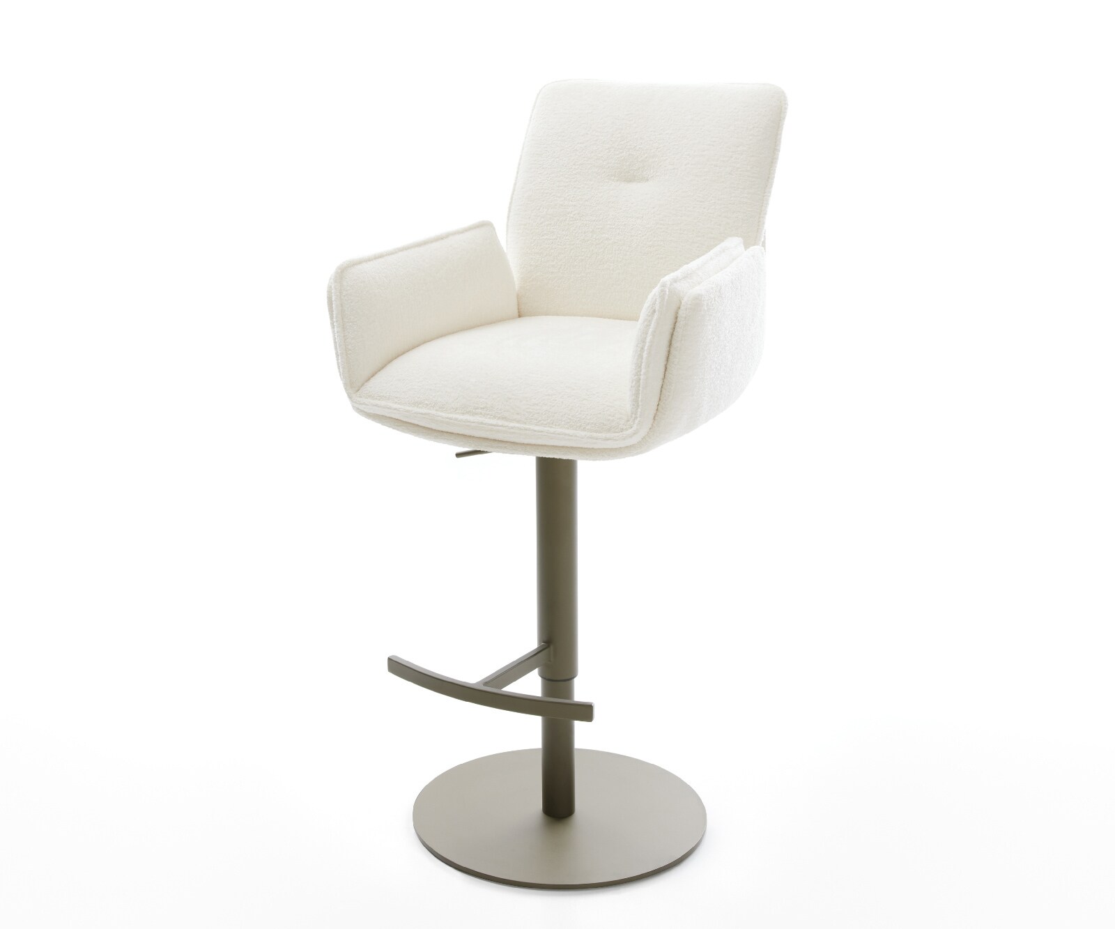 Barstoel Nela-Flex Bouclé zacht Beige Draaivoet in hoogte verstelbaar Titaankleurig Titaankleurig