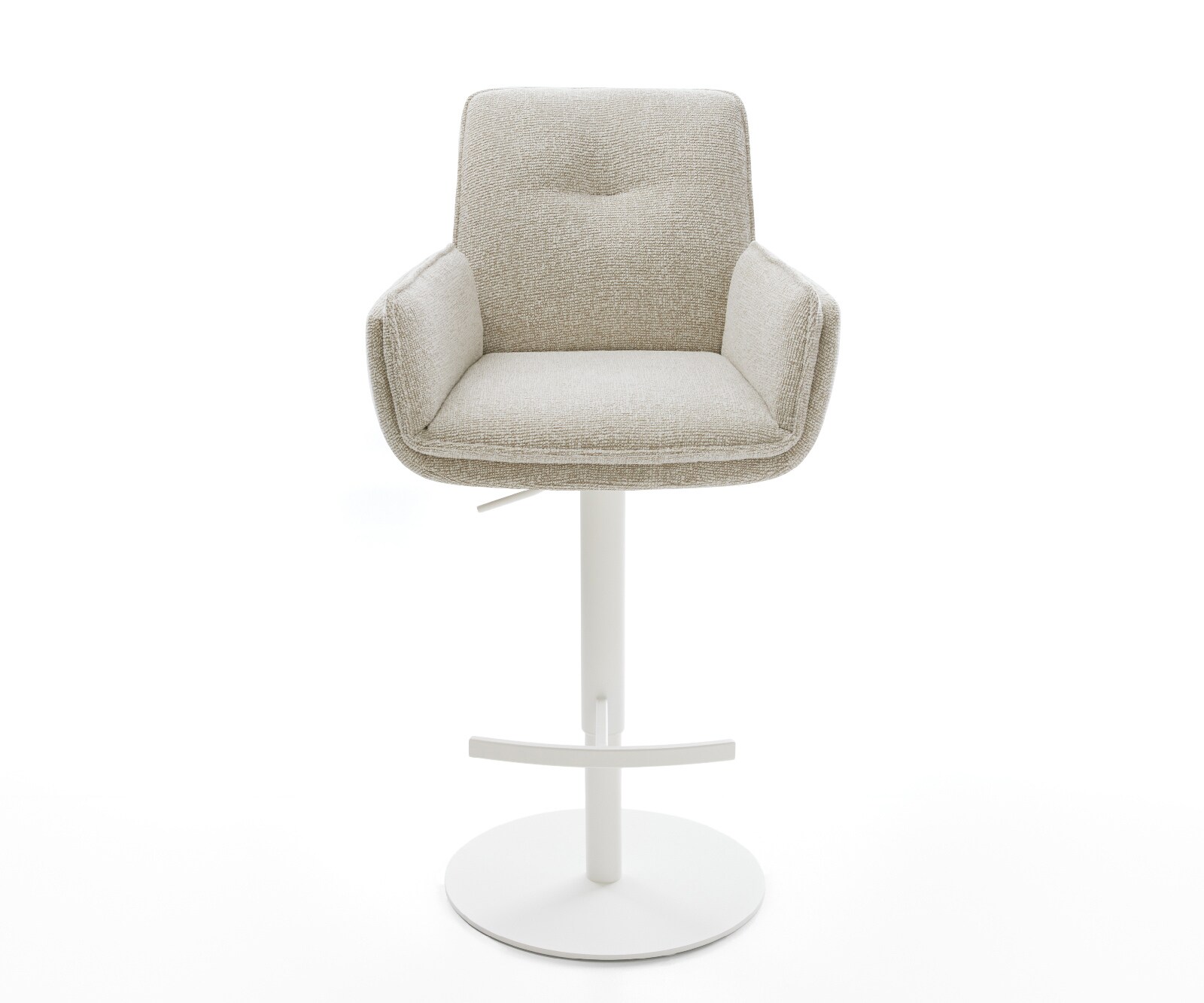 Barstoel Nela-Flex Zachte Geweven stof Beige Draaivoet in hoogte verstelbaar wit Wit 2