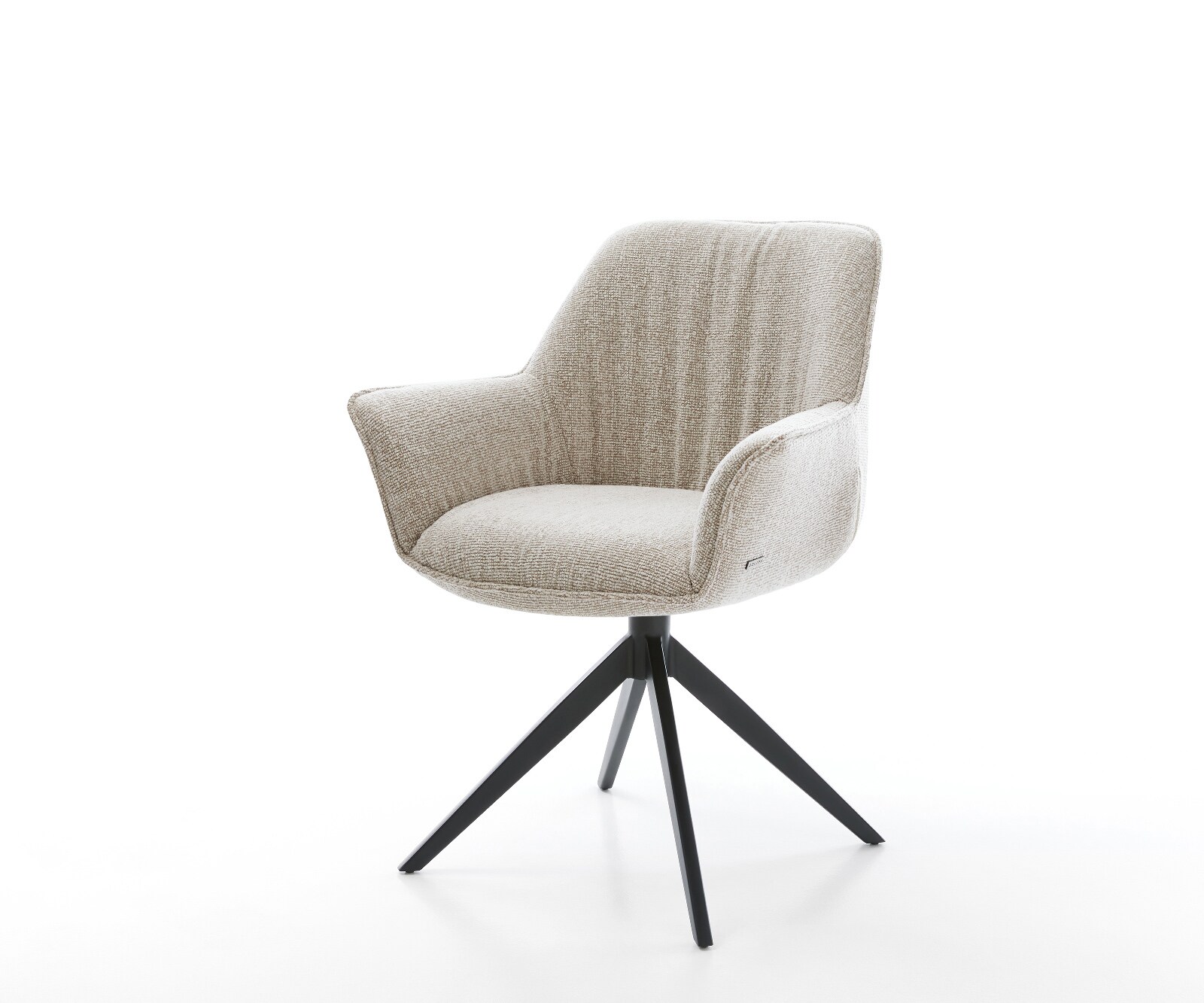 Draaistoel Keila-Flex met armleuning geweven stof beige kruisframe breed zwart 360° draaibaar rocker-functie 1