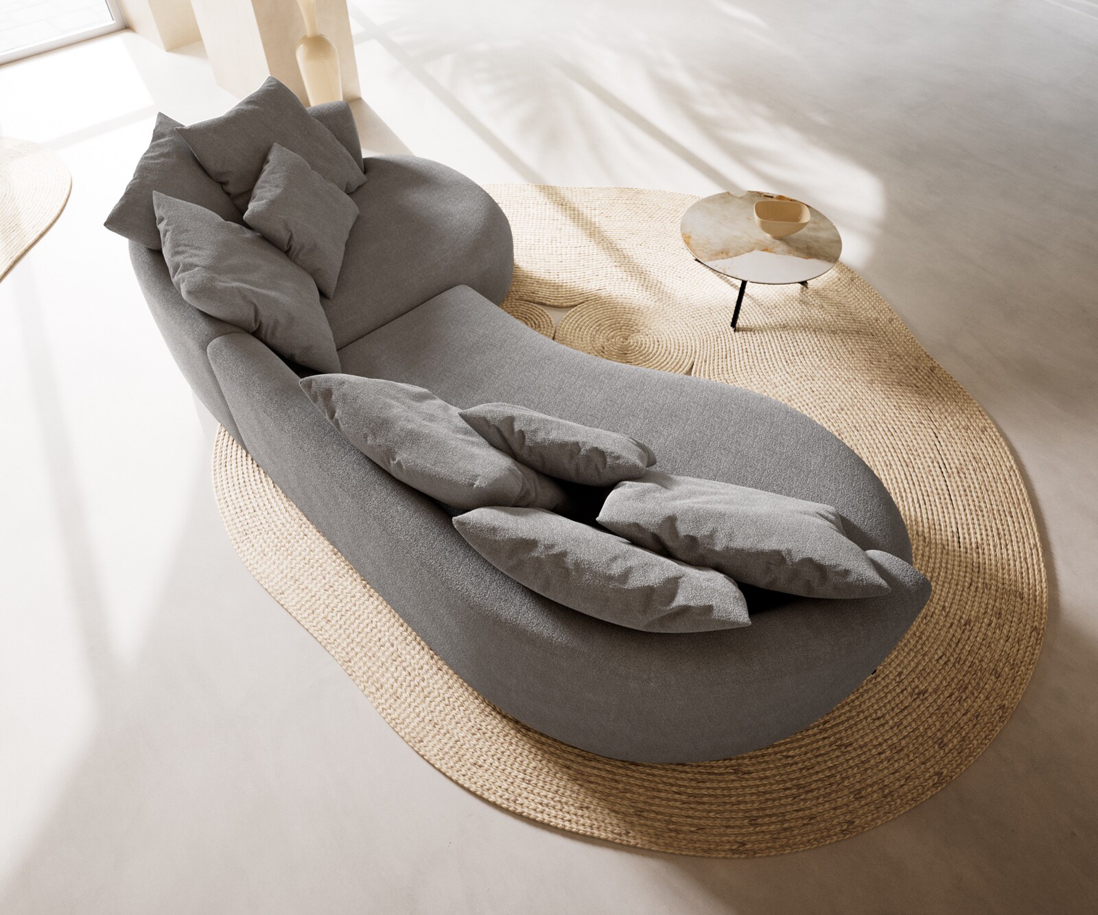 Big-Sofa Edina 330x170 cm structuurstof soft grijs 5