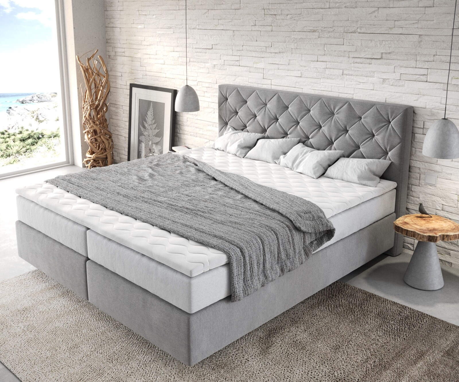 Boxspringbed Dream-Great 180x200 cm Microvezel Grijs met TFK Matras en Visco Topper 3 Boxspringbed Dream-Great 180x200 cm Microvezel Grijs met TFK Matras en Visco Topper 3