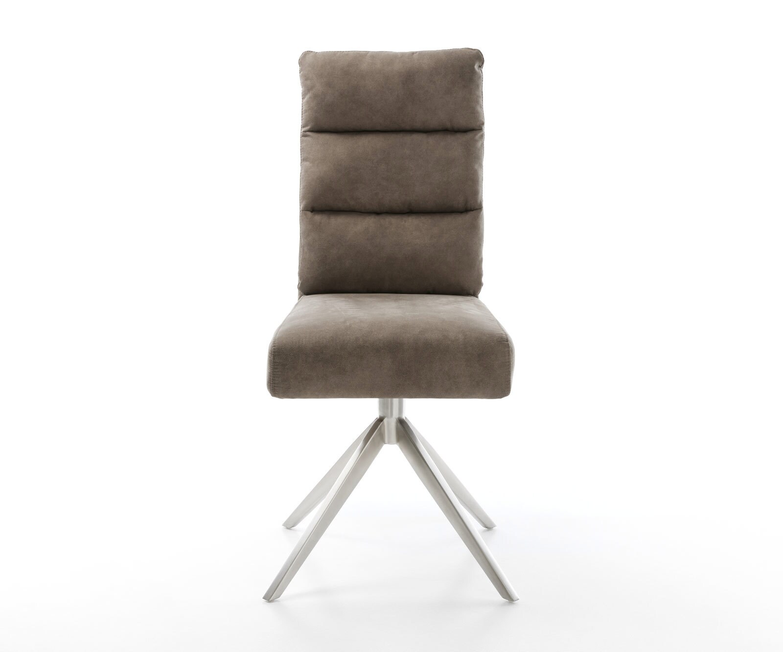 Draaistoel Pela-Flex microvelours taupe vintage kruisframe breed roestvrij staal 360° draaibaar rocker-functie pocketveer kern 2