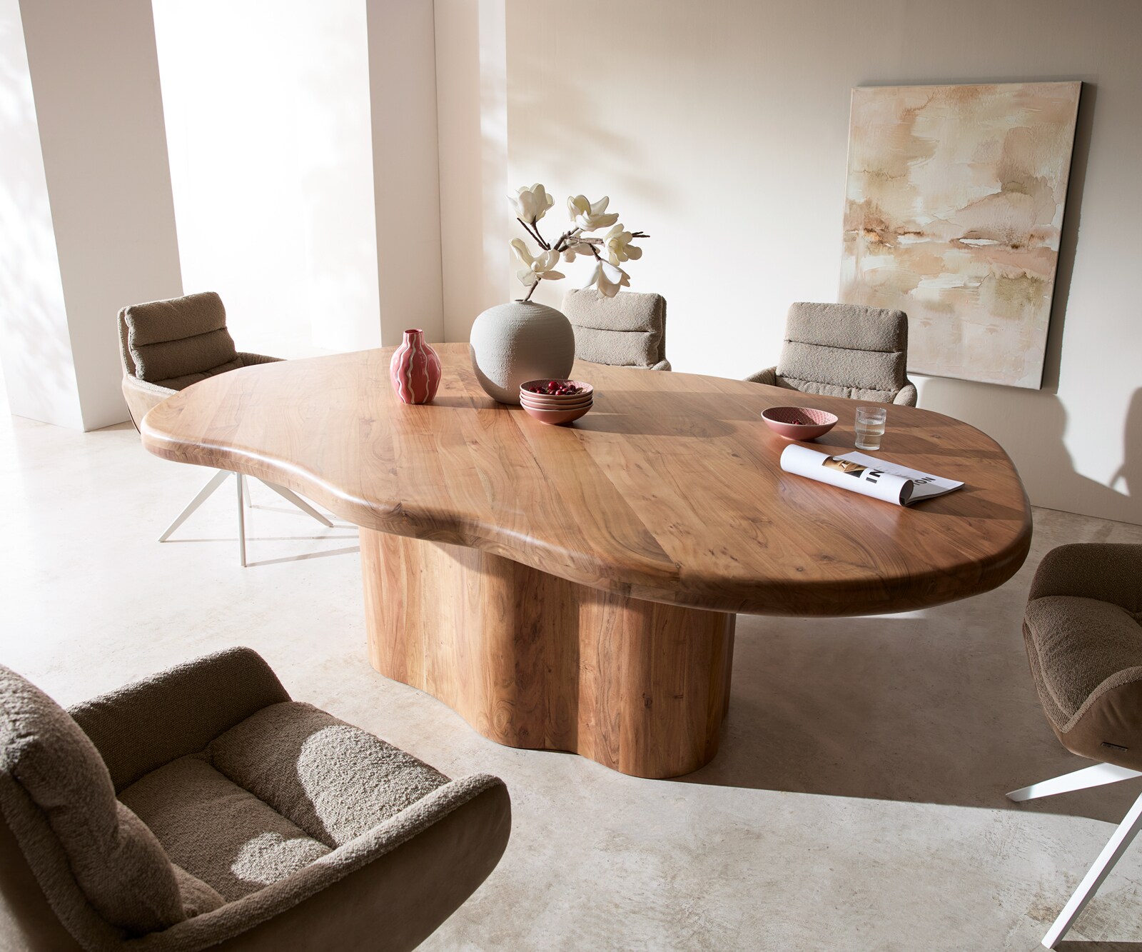 Eettafel Herkon 240x140 acacia naturel houten onderstel