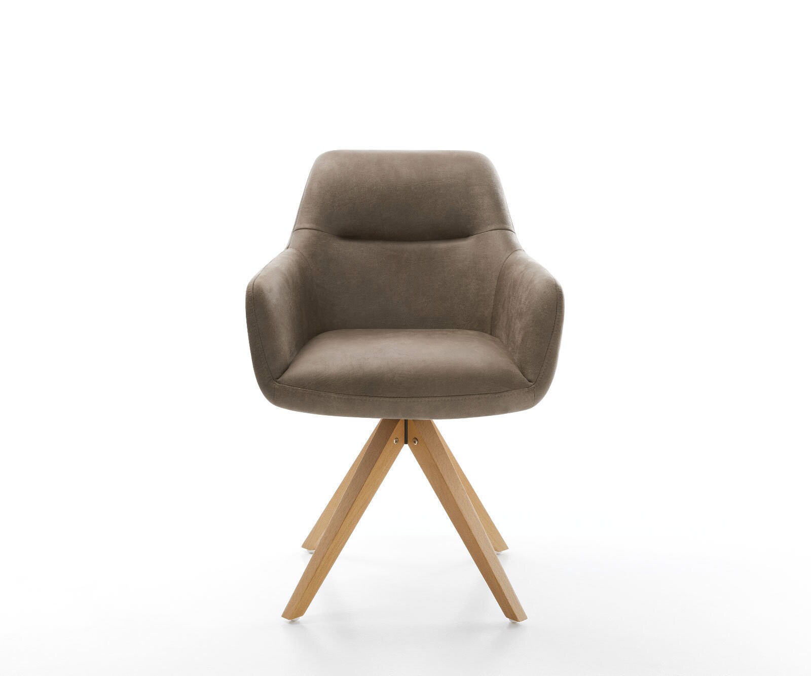 Eetkamerstoel Pejo-Flex microvelours taupe vintage houten frame hoekig natuur pocketveer kern 1