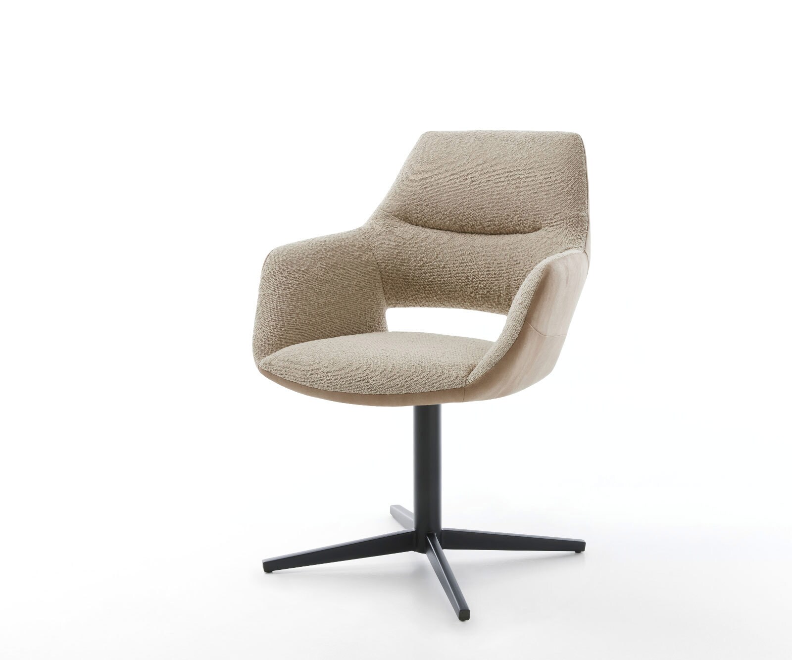 Draaistoel Yago-Flex met armleuning materiaalmix mud kruispoot zwart 360° draaibaar pocketveer kern