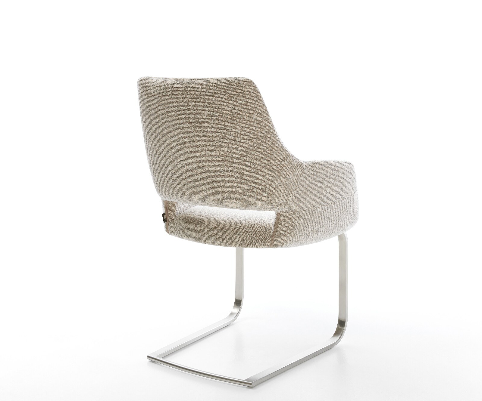 Sledemodel Yago-Flex met armleuning geweven stof beige sledemodel vlak roestvrij staal pocketveer kern 5