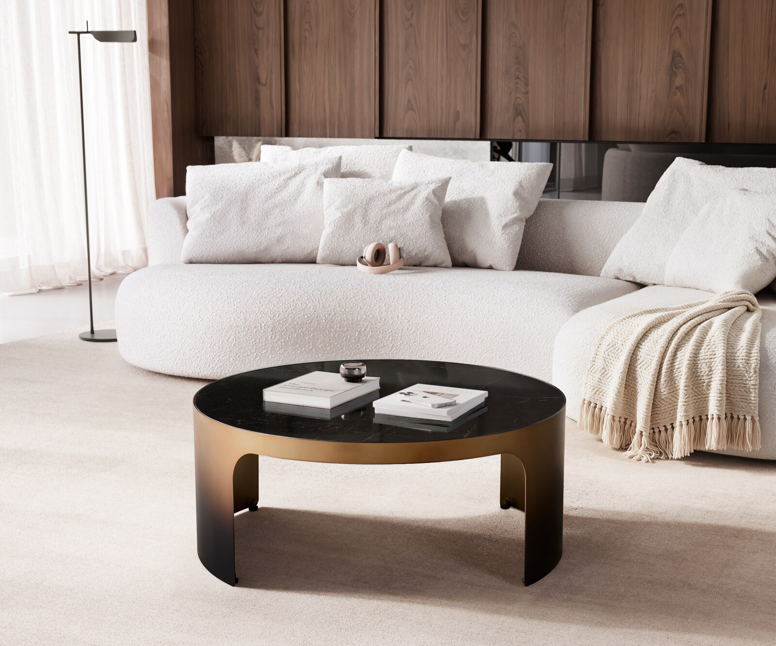 Salontafel Alerio 90x90 cm marmer zwart-zilver metaal goud fusion afwerking 3