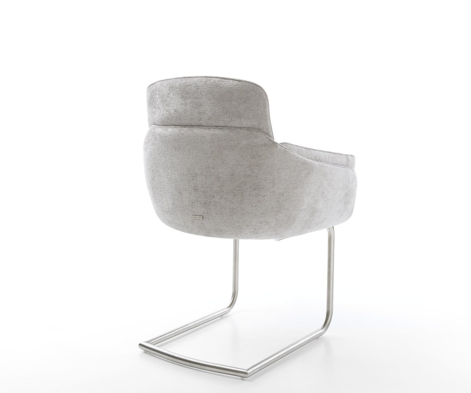 Sledemodel Luan-Flex met armleuning chenille zilver grijs sledemodel rond roestvrij staal 4 Sledemodel Luan-Flex met armleuning chenille zilver grijs sledemodel rond roestvrij staal 4