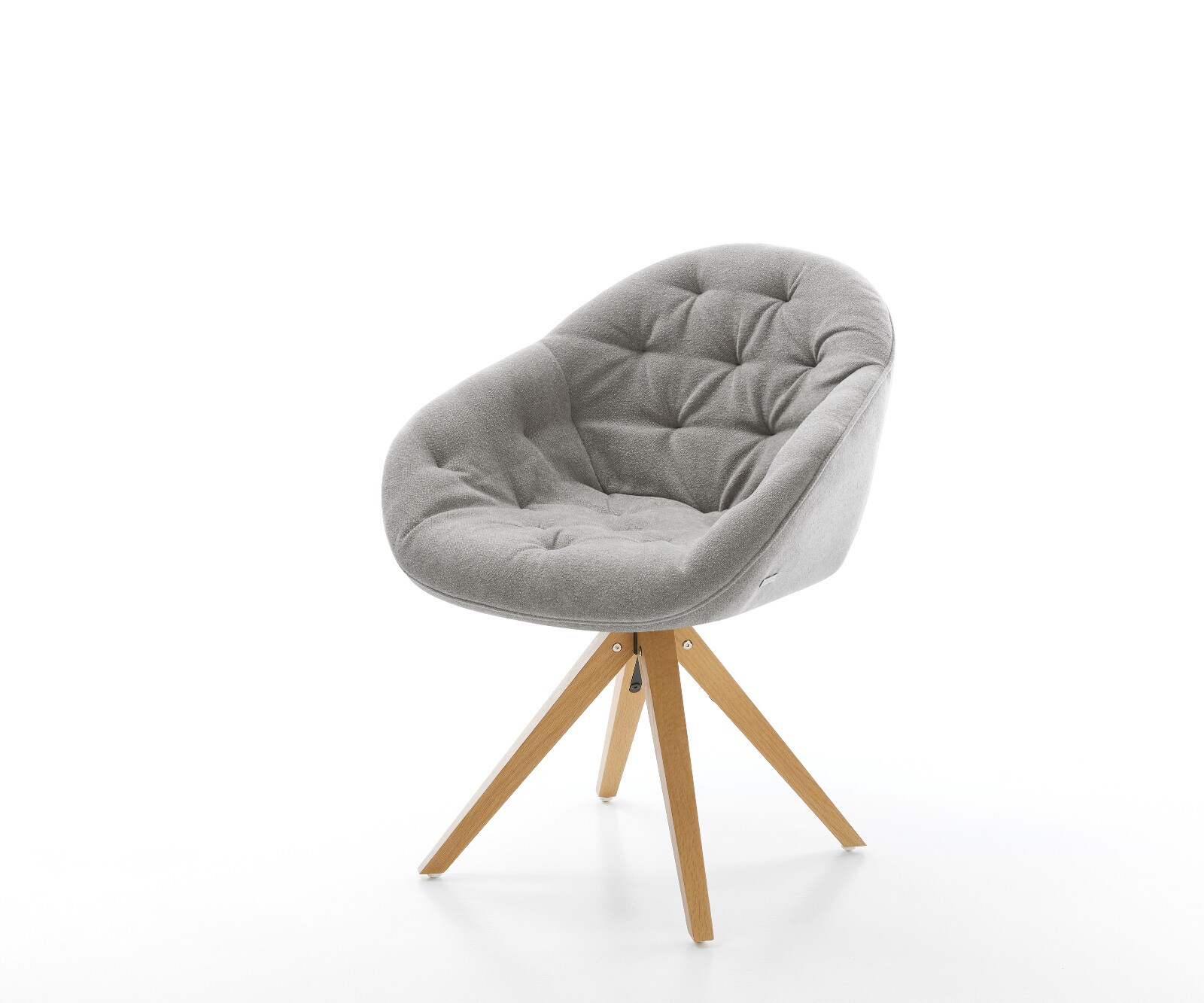 Draaistoel Gaio-Flex zachte stof met structuur grijs houten frame hoekig natuur 360° draaibaar