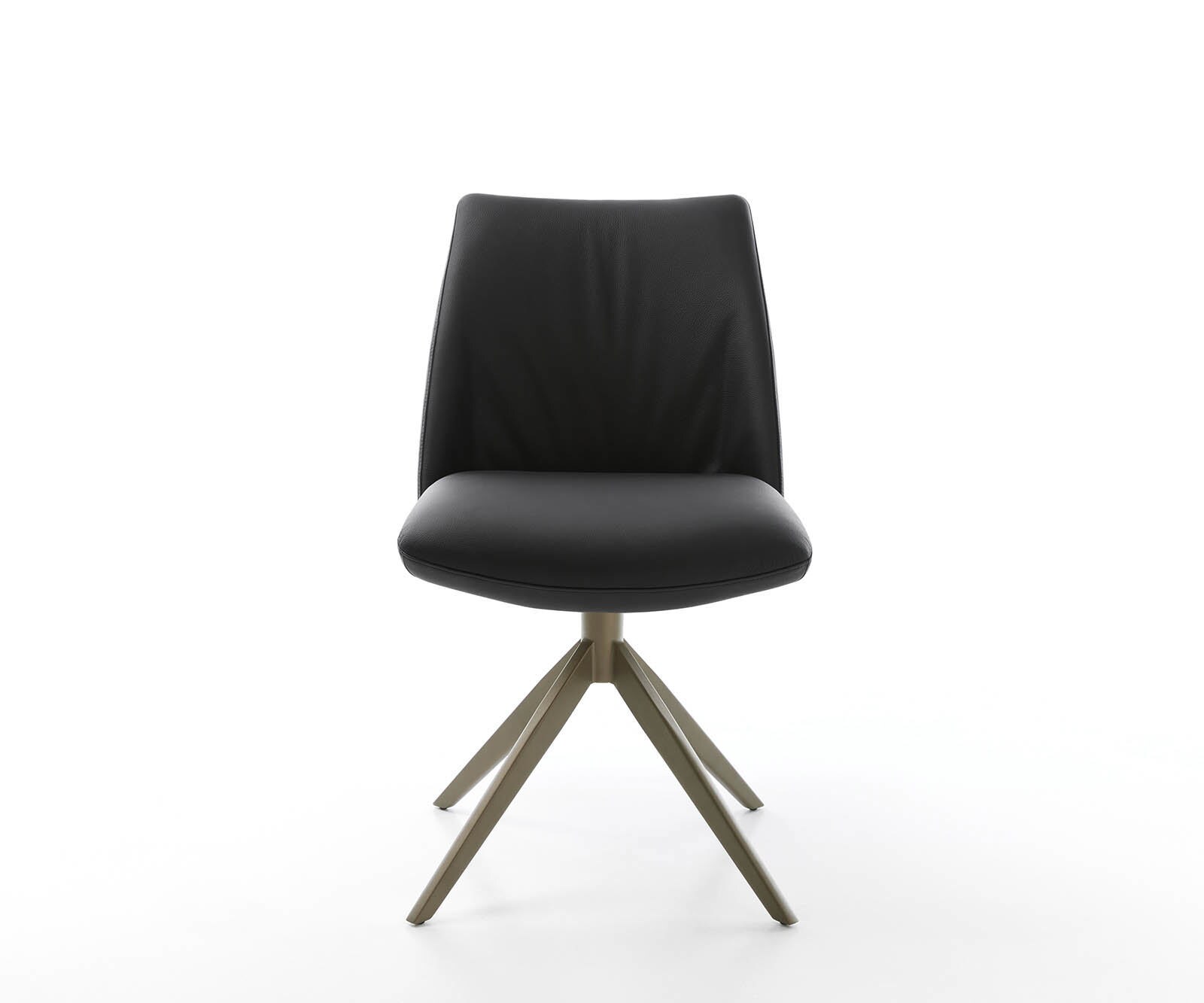 Draaistoel Elso-Flex echt leer zwart kruisframe breed afwerking met titanium 360° draaibaar pocketveer kern 1