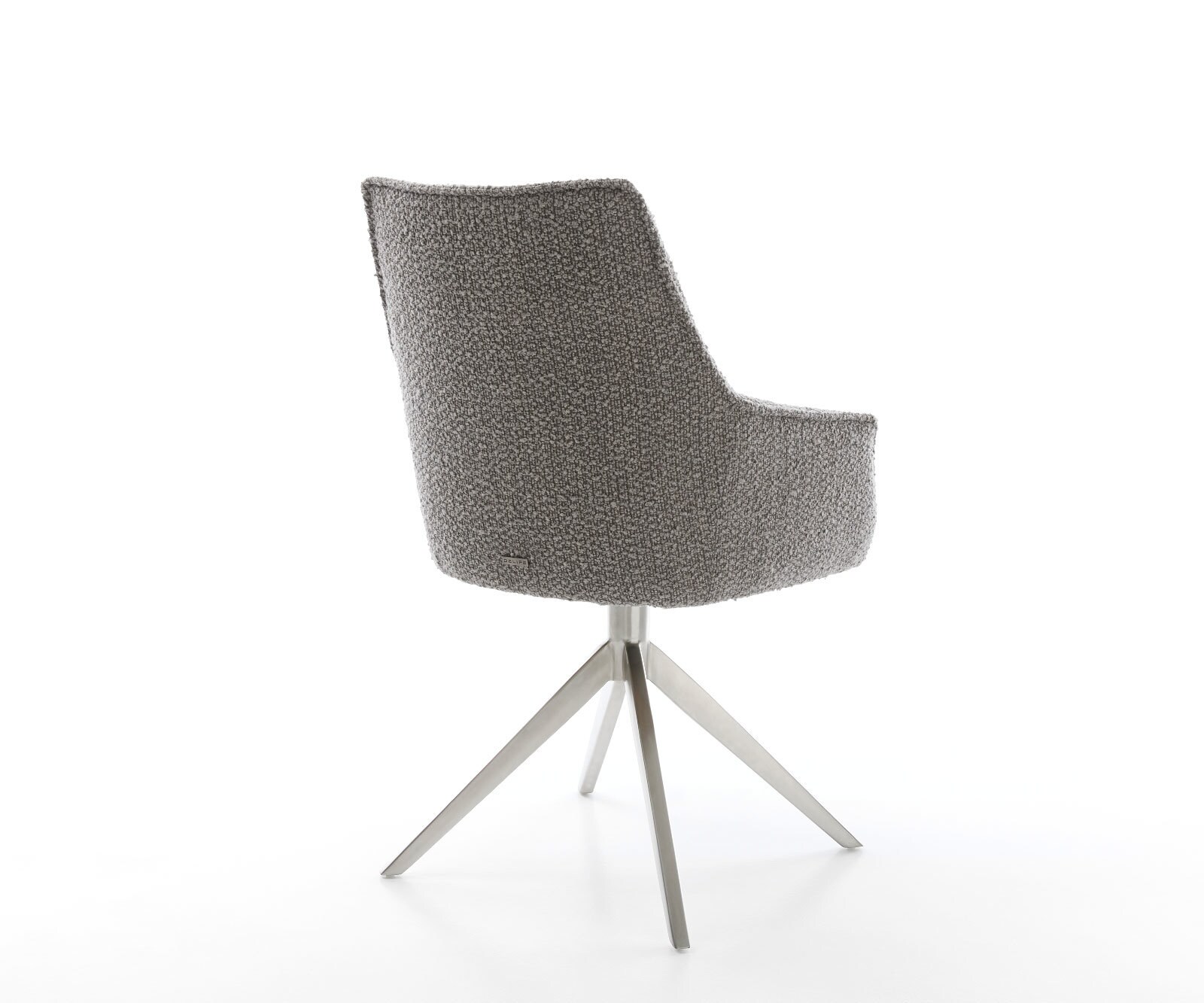 Draaistoel Alja-Flex met armleuning bouclé zilver grijs kruisframe breed roestvrij staal 360° draaibaar pocketveer kern 5
