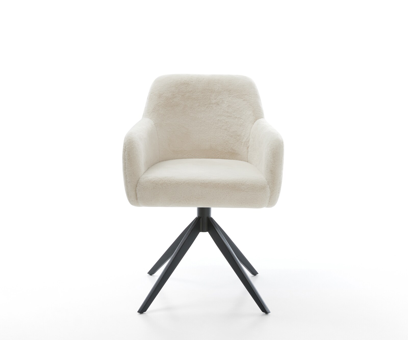 Draaistoel Greg-Flex pluchen crème-wit kruisframe breed zwart 360° draaibaar rocker-functie pocketveer kern 2