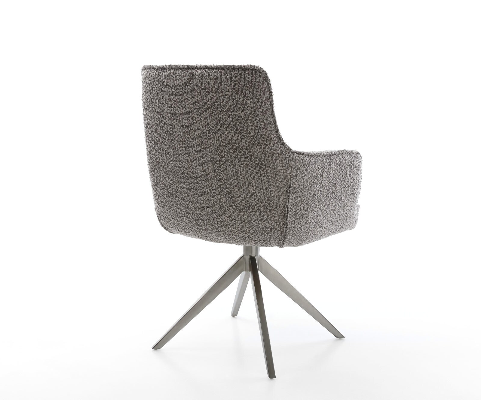Draaistoel Heira-Flex met armleuning bouclé zilver grijs kruisframe breed grafiet 360° draaibaar rocker-functie pocketveer kern 5