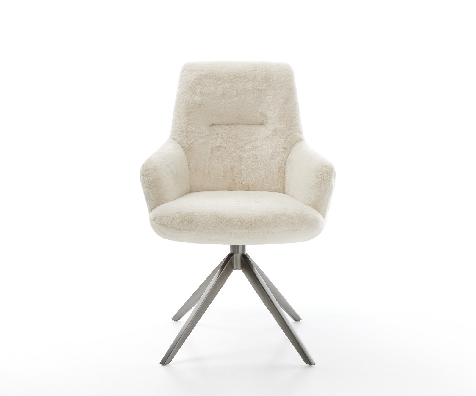 Draaistoel Zelia-Flex met armleuning pluchen crème-wit kruisframe breed grafiet 360° draaibaar rocker-functie pocketveer kern 2