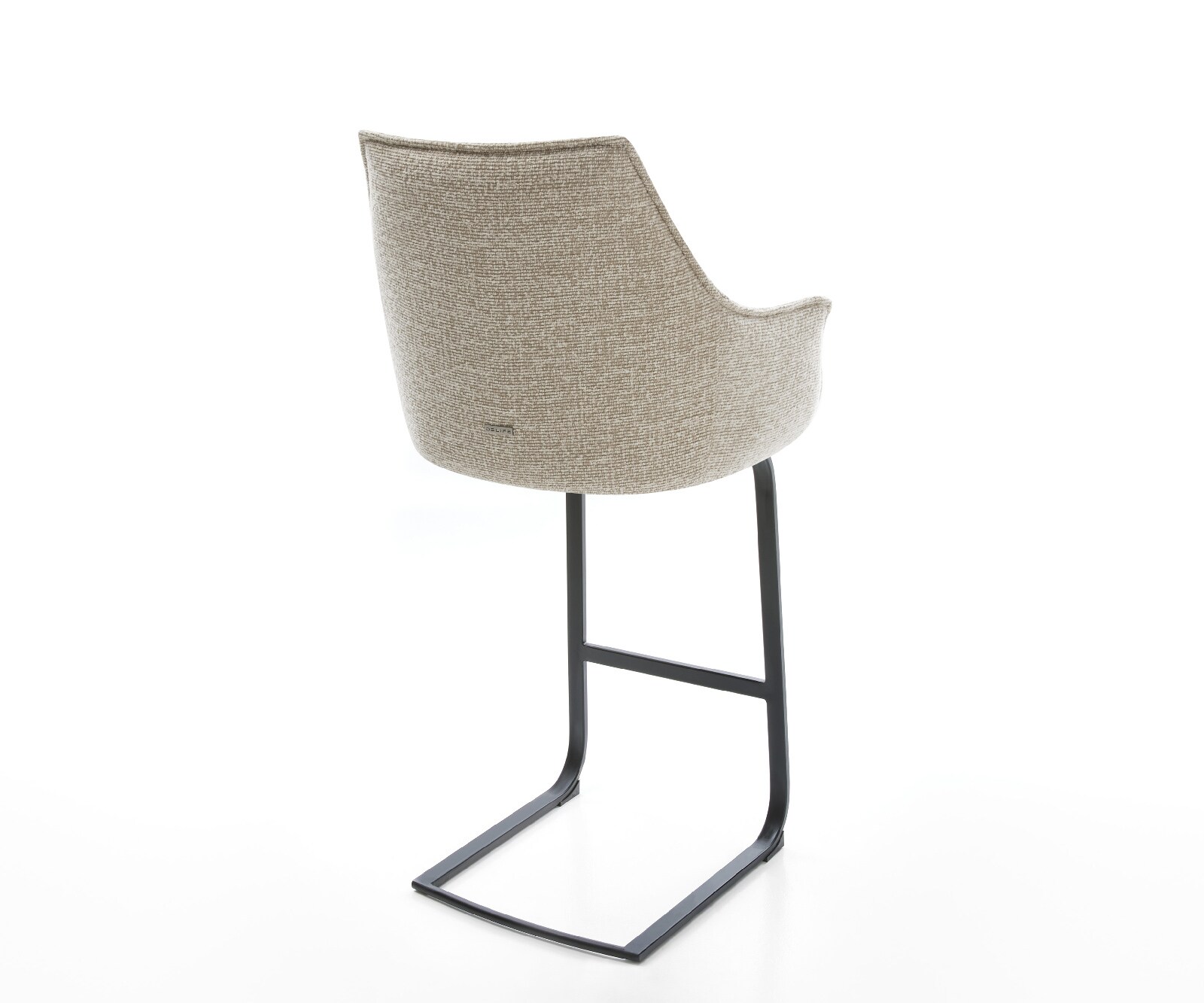 Barstoel Alja-Flex Zachte Geweven stof Beige Vrijkantelframe plat metaal Zwart Pocketvering 5