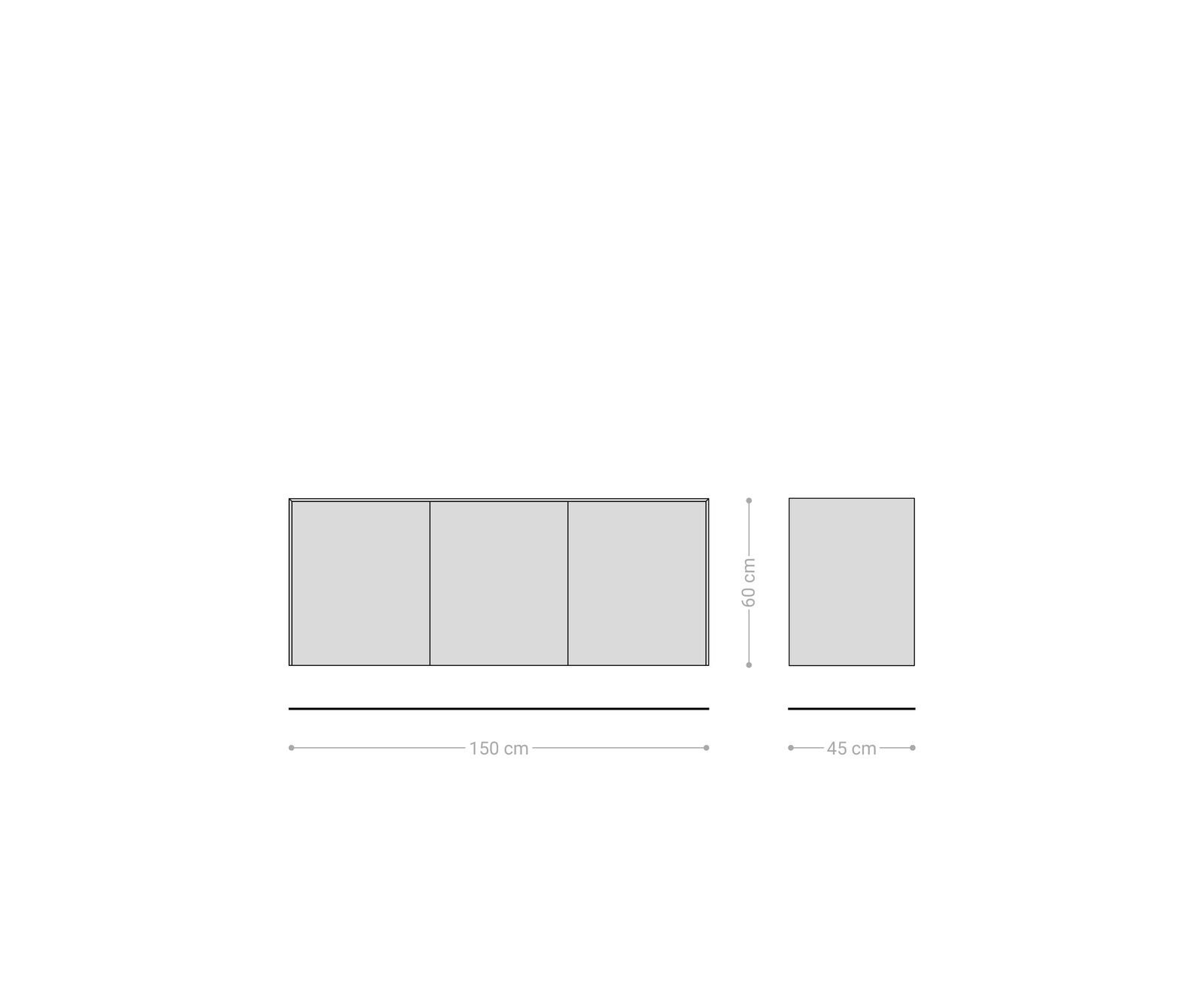 Dressoir Cuor 150 cm Keramiek Laminam® Sabbia Eiken gekleurd 3 Deuren Zwevend 8