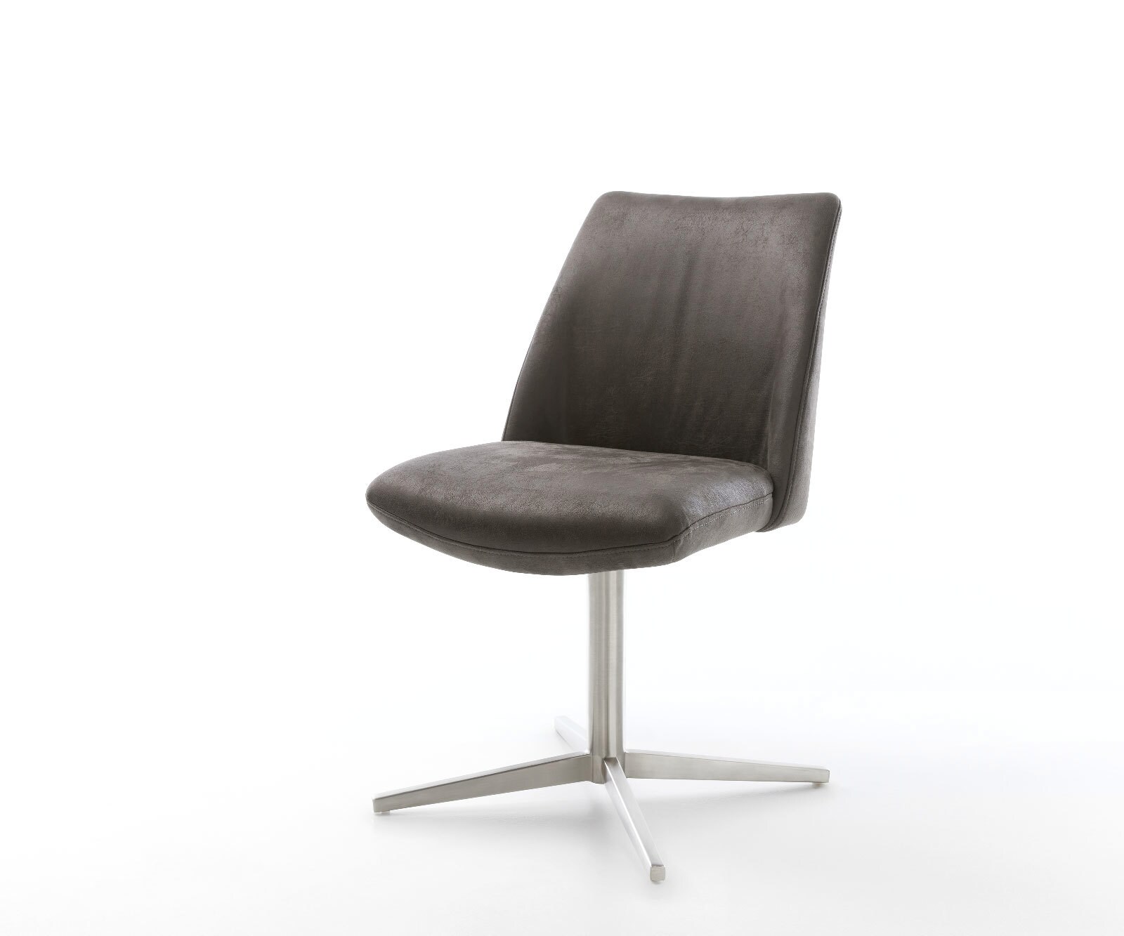 Draaistoel Elso-Flex microvelours antraciet vintage kruispoot roestvrij staal 360° draaibaar pocketveer kern