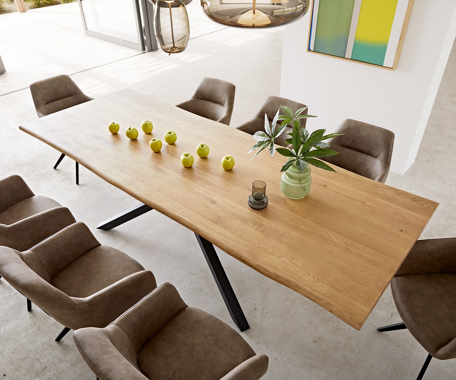 Eettafel Edge 260x100x2,5-3 eiken natuur kruisframe rechthoek zwart  Live-Edge 3