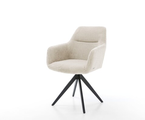 Eetkamerstoel Pejo-Flex koord beige kruisframe hoekig zwart pocketveer kern