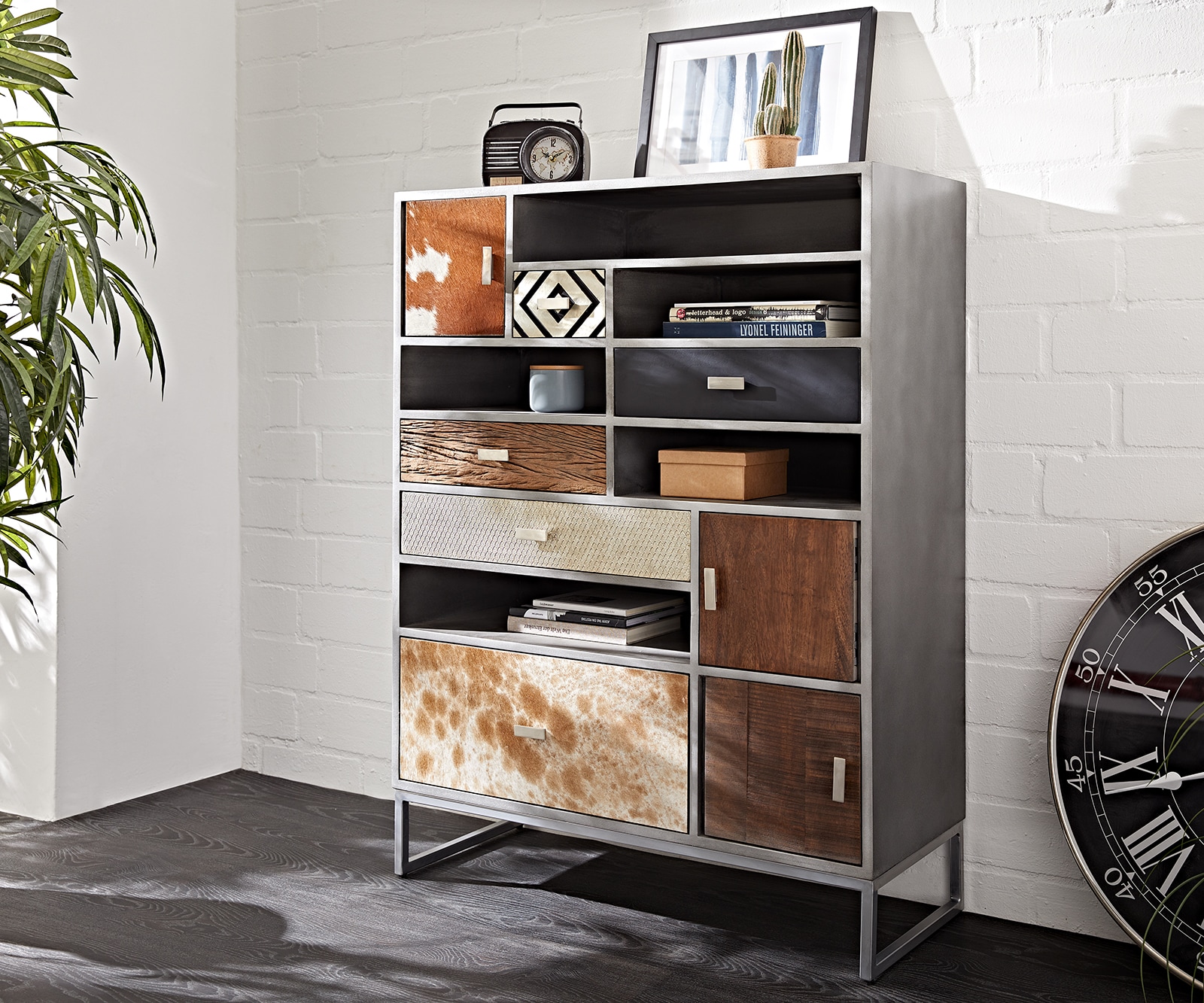 Dressoir Highboard Multi-lades 100x130 Materiaalmix 1 Dressoir Highboard Multi-lades 100x130 Materiaalmix 1