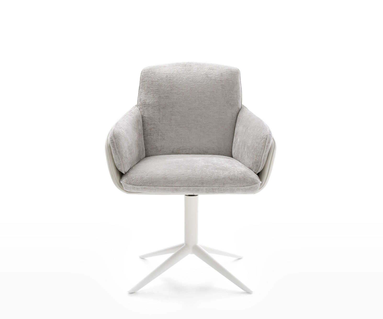 Draaistoel Luan-Flex met armleuning materiaalmix echt leer wit-zilver grijs kruispoot wit 360° draaibaar rocker-functie 1 Draaistoel Luan-Flex met armleuning materiaalmix echt leer wit-zilver grijs kruispoot wit 360° draaibaar rocker-functie 1