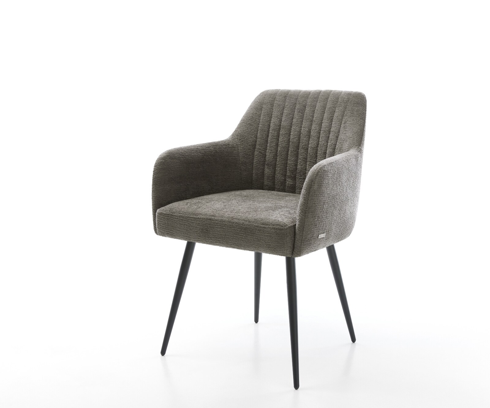 Eetkamerstoel Greg-Flex bouclé zacht mud 4-poot conisch zwart pocketveer kern