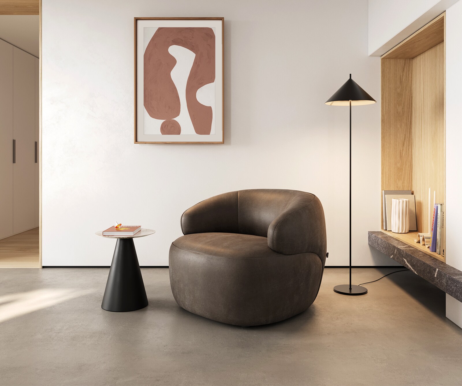 Loungestoel Nova 88x88 cm microvezel taupe vintage