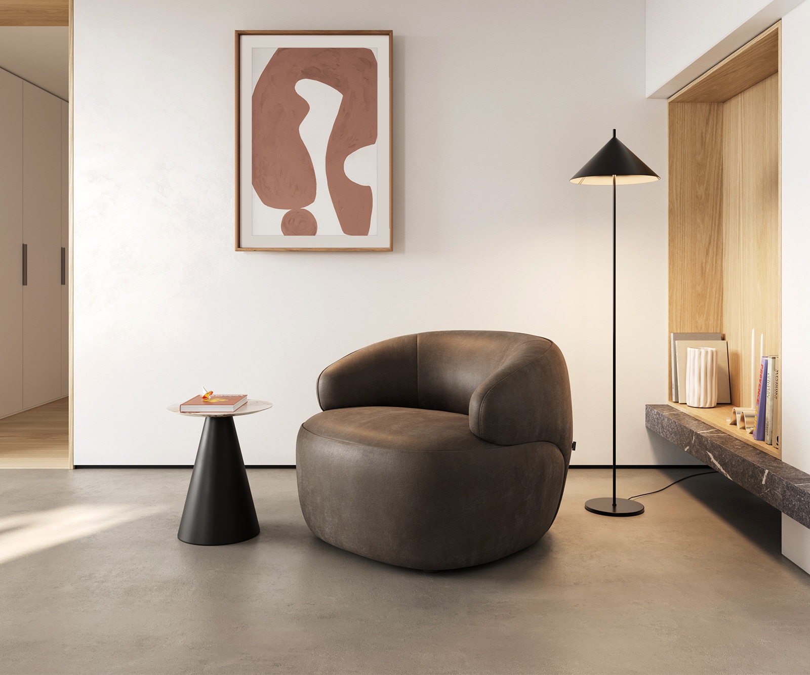 Loungestoel Nova 88x88 cm microvezel taupe vintage Loungestoel Nova 88x88 cm microvezel taupe vintage