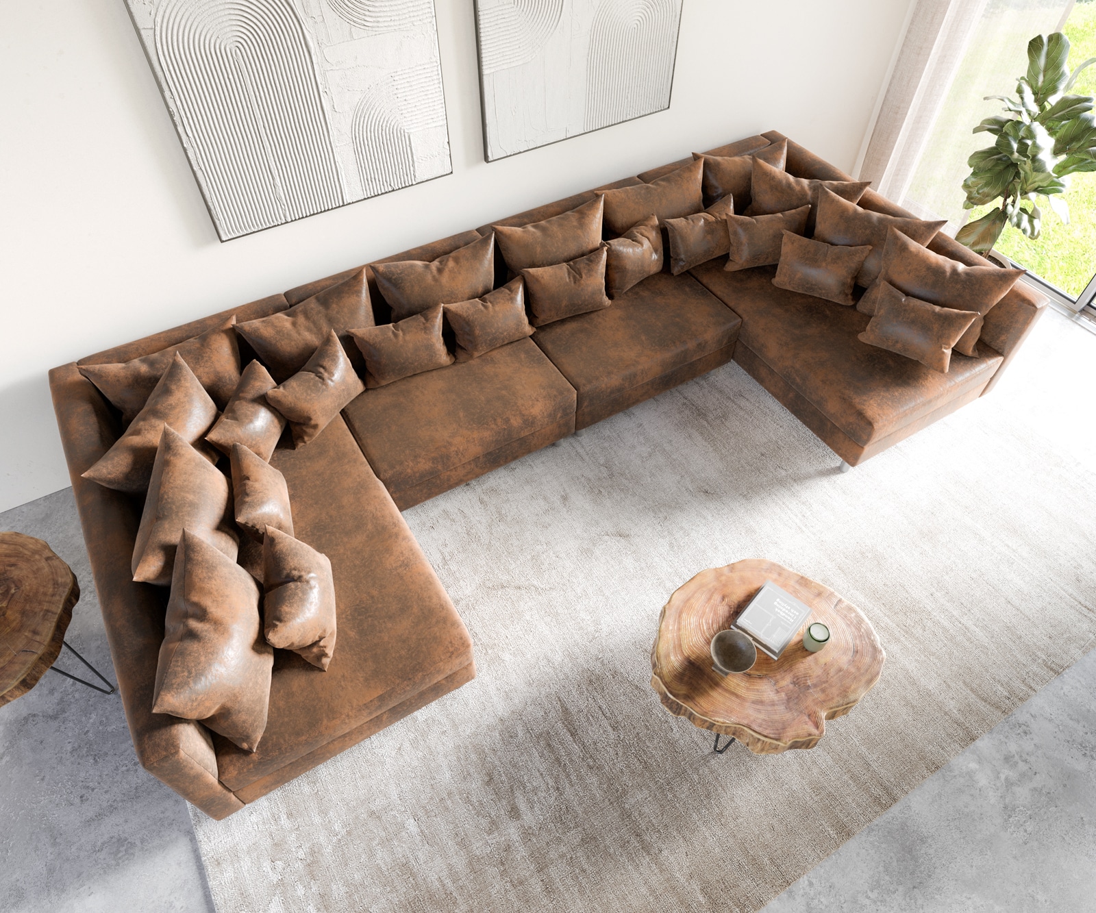 Woonlandschap Clovis XL bruin antiek module bank 4